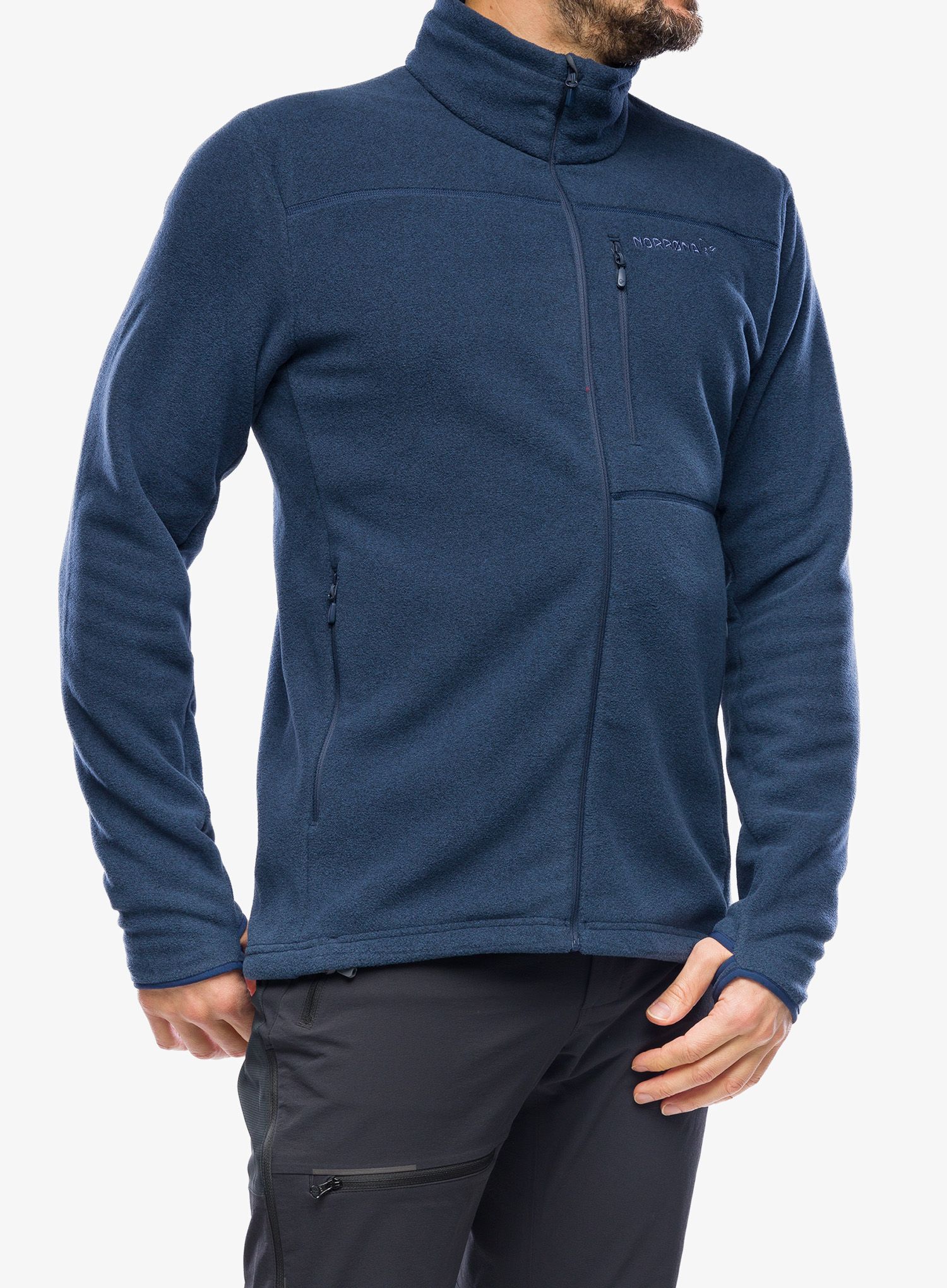 Mikina bez kapuce Norrona Warm2 Jacket - indigo night
