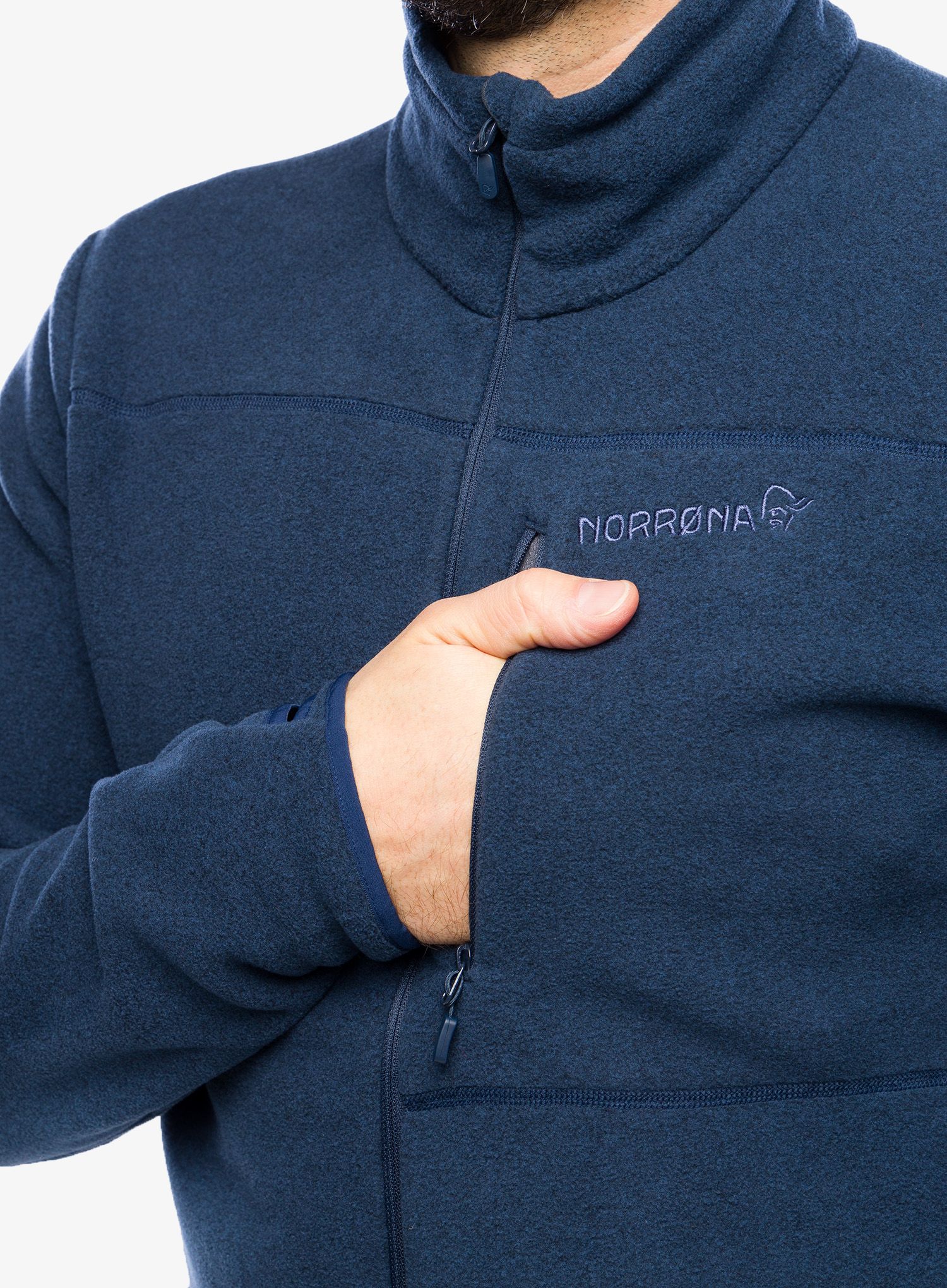 Mikina bez kapuce Norrona Warm2 Jacket - indigo night