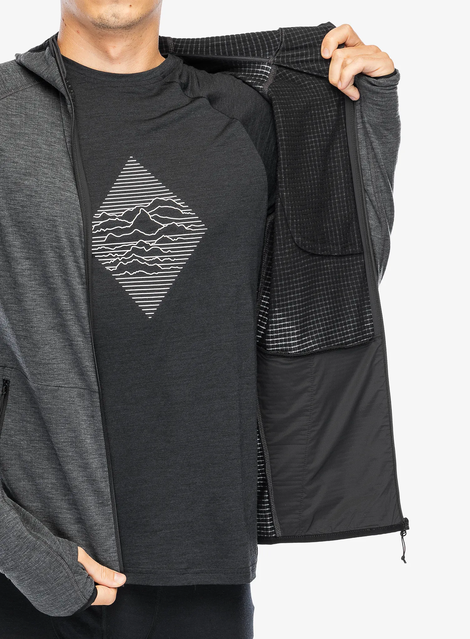 Mikina s kapucí Odlo Ascent Mid Layer Hoody Full Zip - black