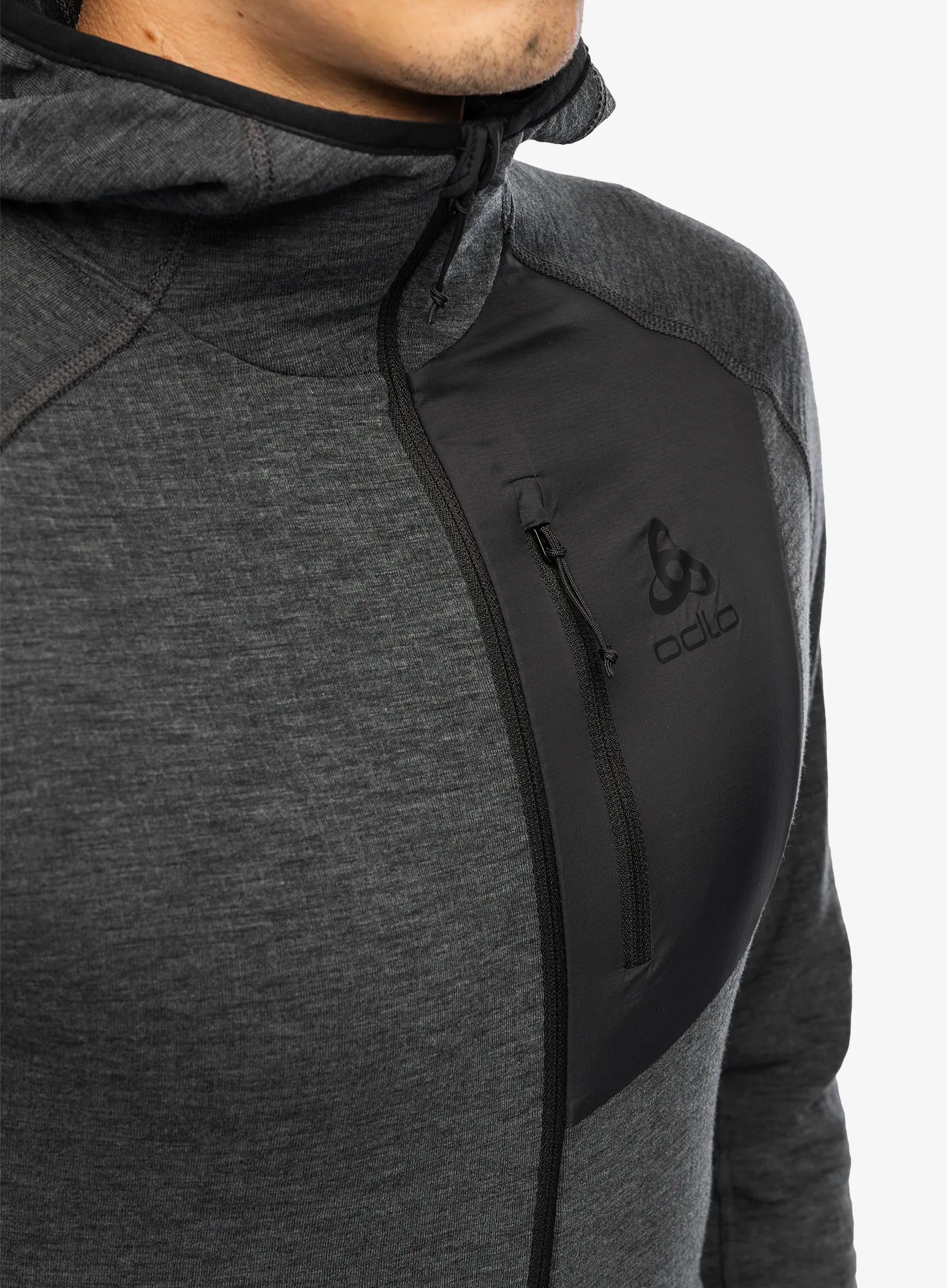 Mikina s kapucí Odlo Ascent Mid Layer Hoody Full Zip - black