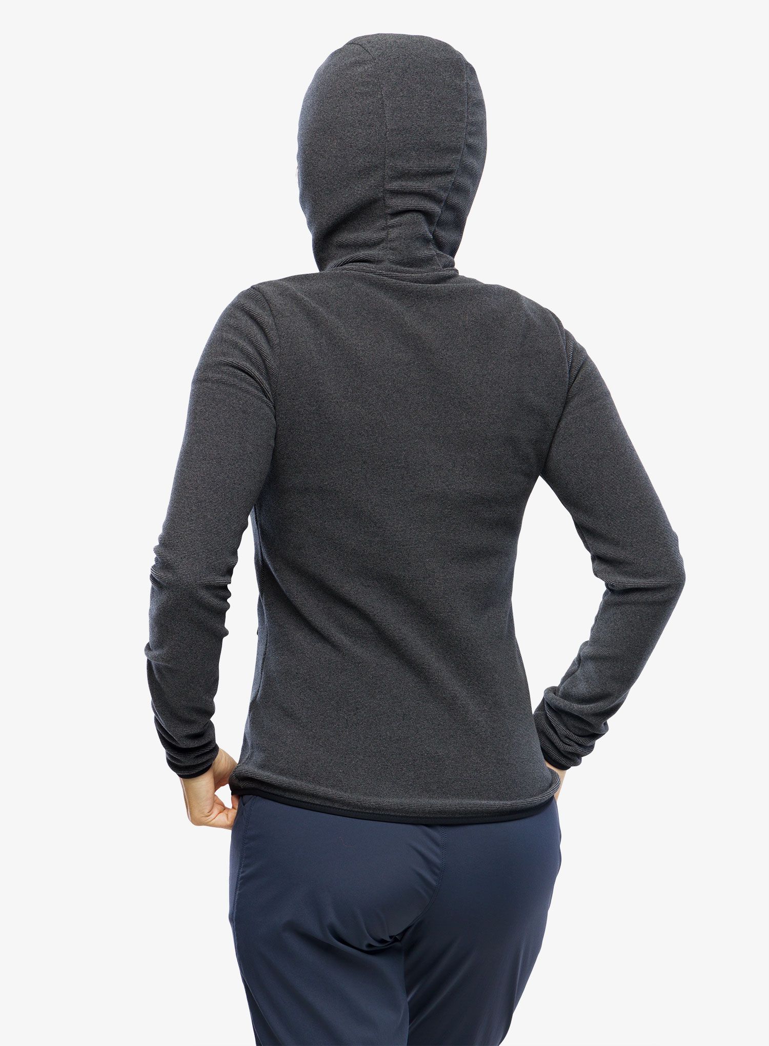 Dámská mikina Odlo Roy Mid Layer Hoody Full Zip - shale grey/black stripes
