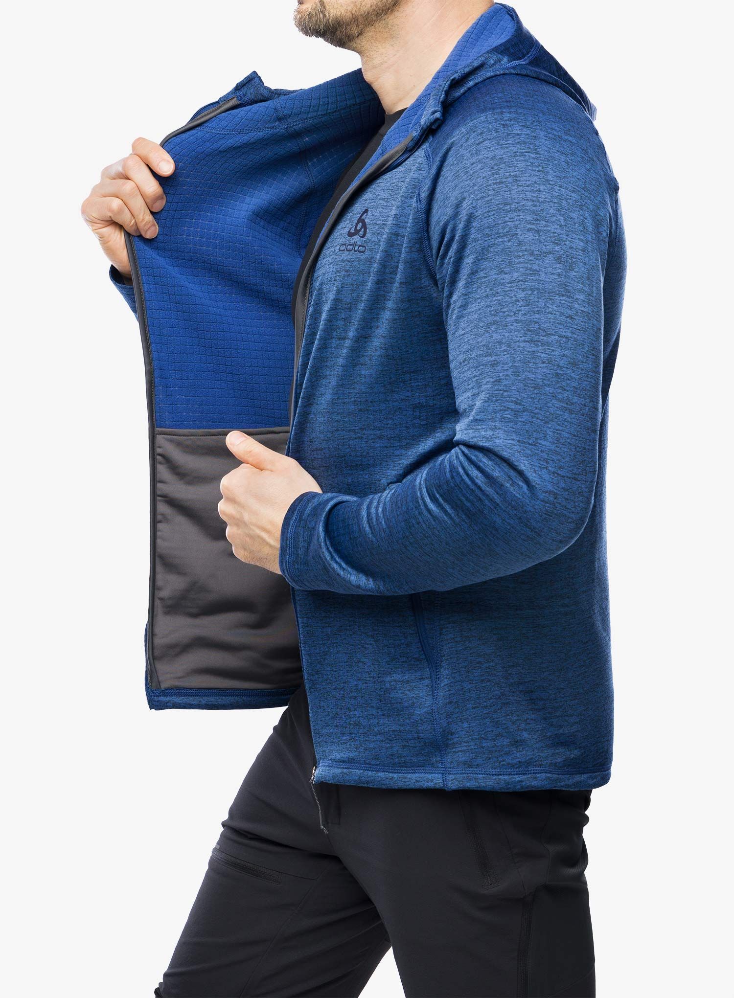 Mikina s kapucí Odlo Tencia Mid Layer Hoody Full Zip - limoges melange