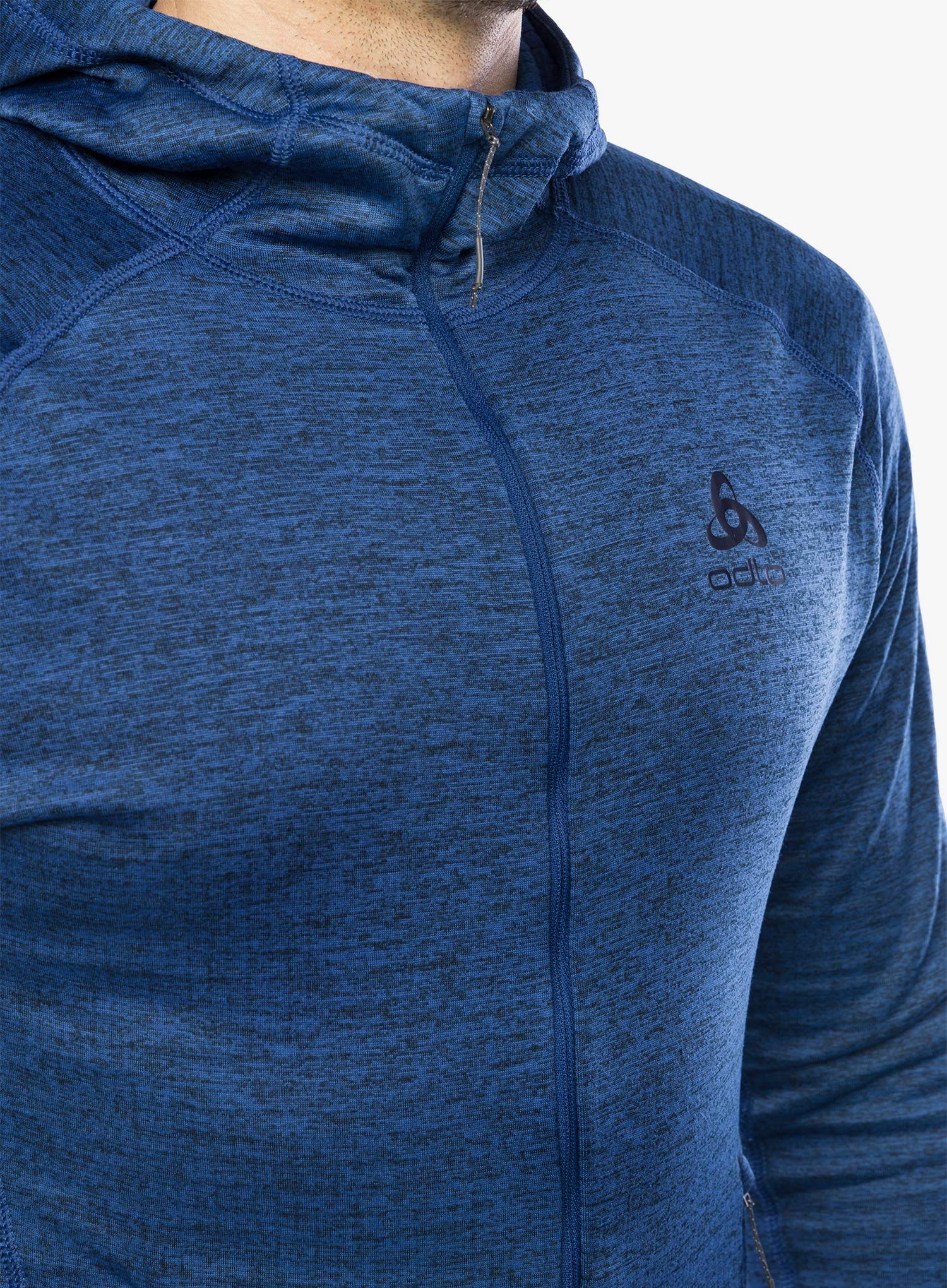 Mikina s kapucí Odlo Tencia Mid Layer Hoody Full Zip - limoges melange