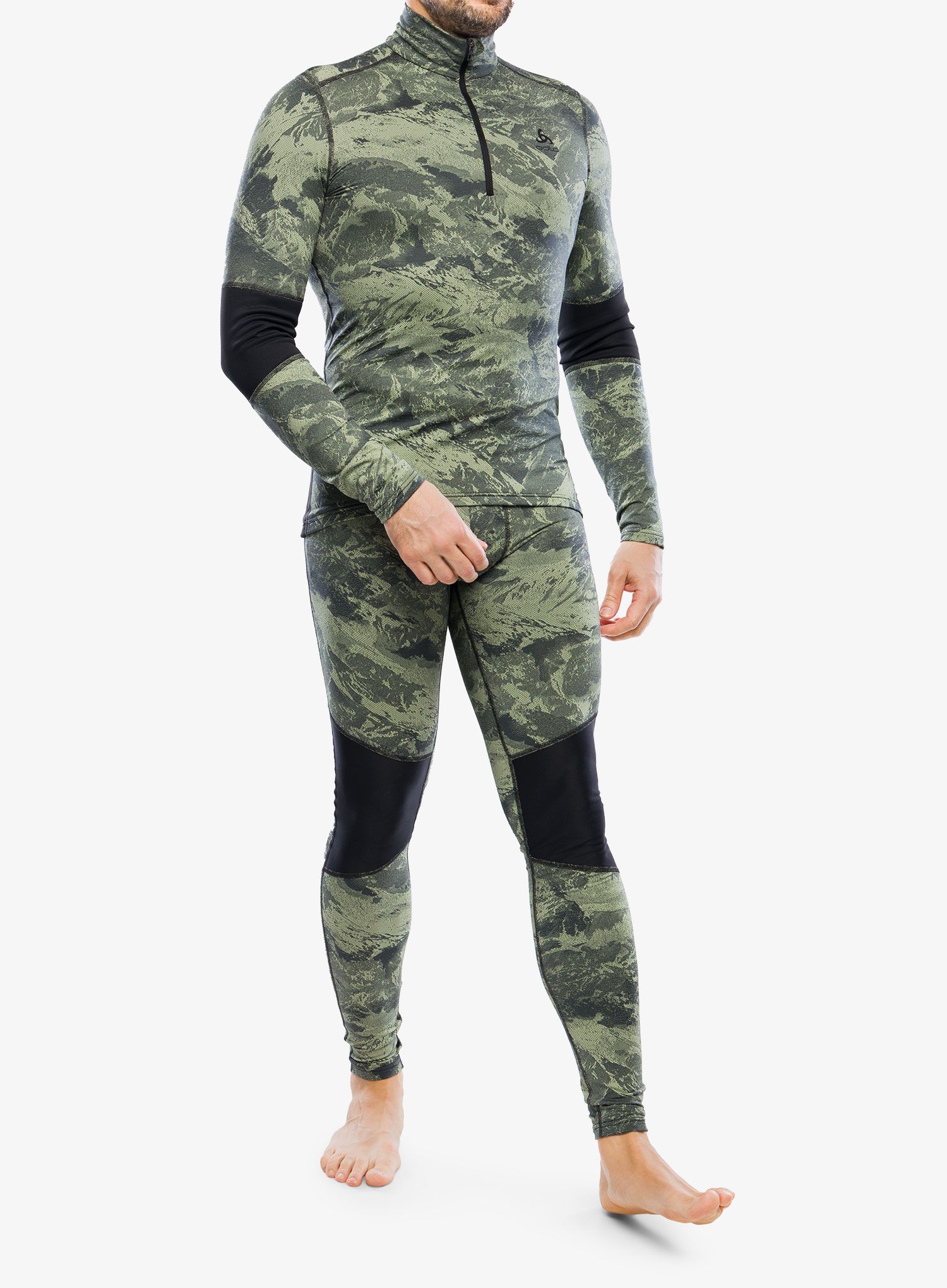 Funkční mikina Odlo Whistler Eco BL Top Turtle Neck LS Half Zip - matte green/black