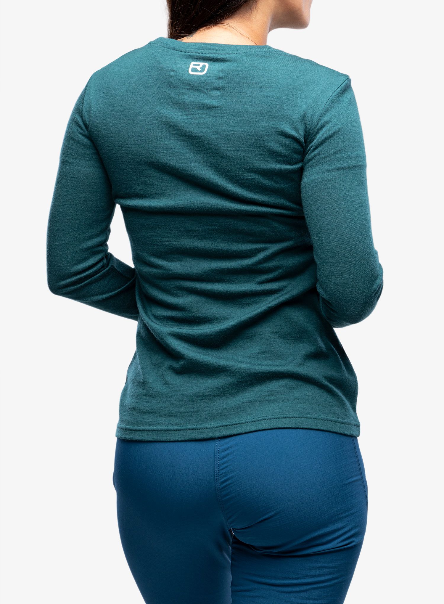 Dámské triko s dlouhým rukávem Ortovox 185 Merino Brand Outline LS - dark pacific