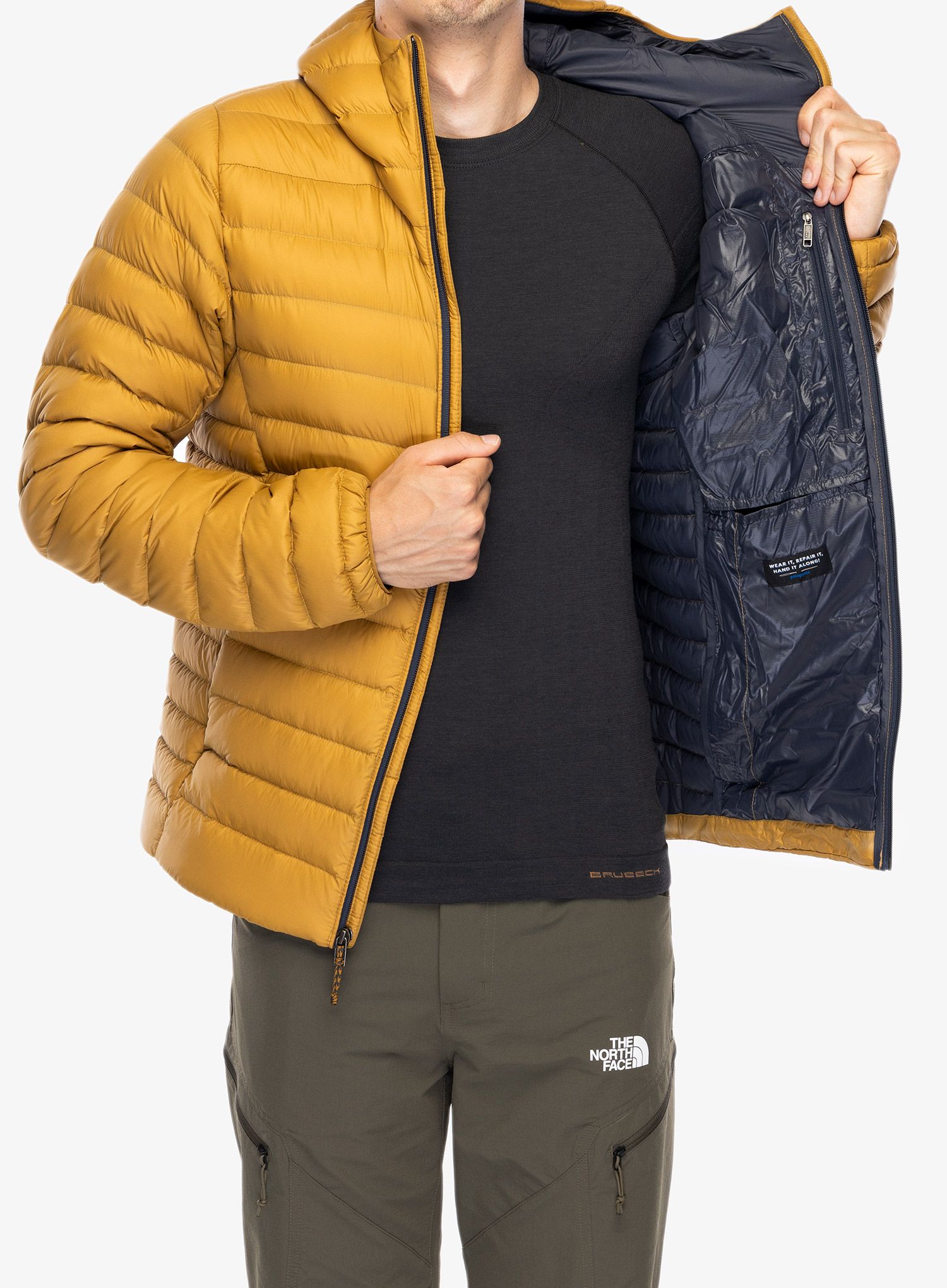 Péřová bunda Patagonia Down Sweater Hoody - raptor brown