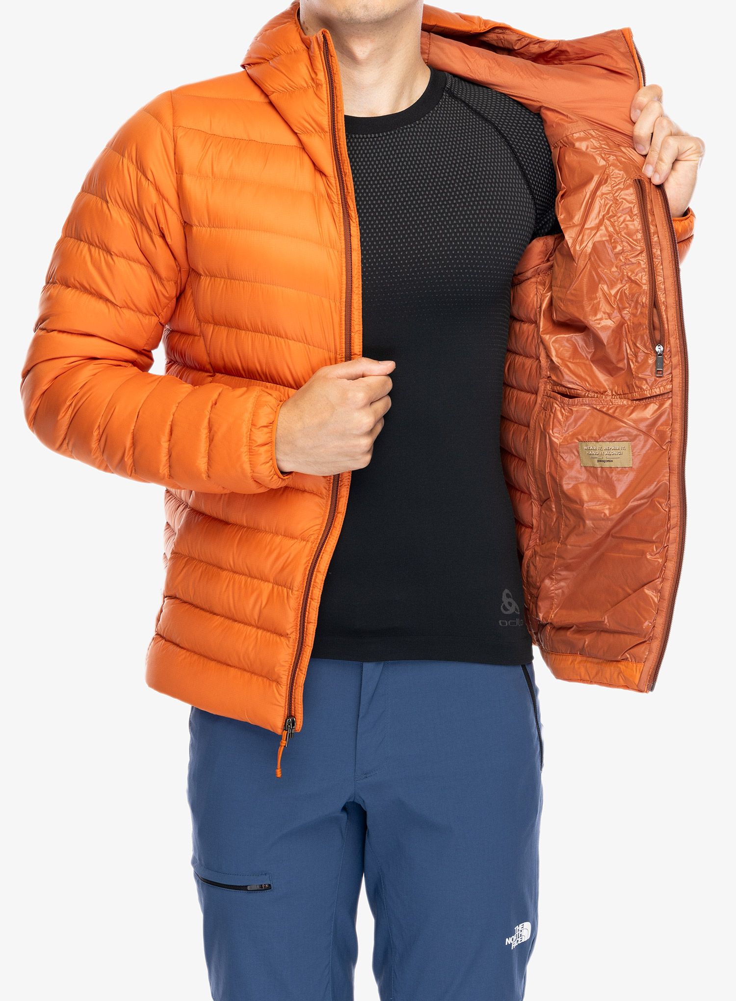 Péřová bunda Patagonia Down Sweater Hoody - redtail rust