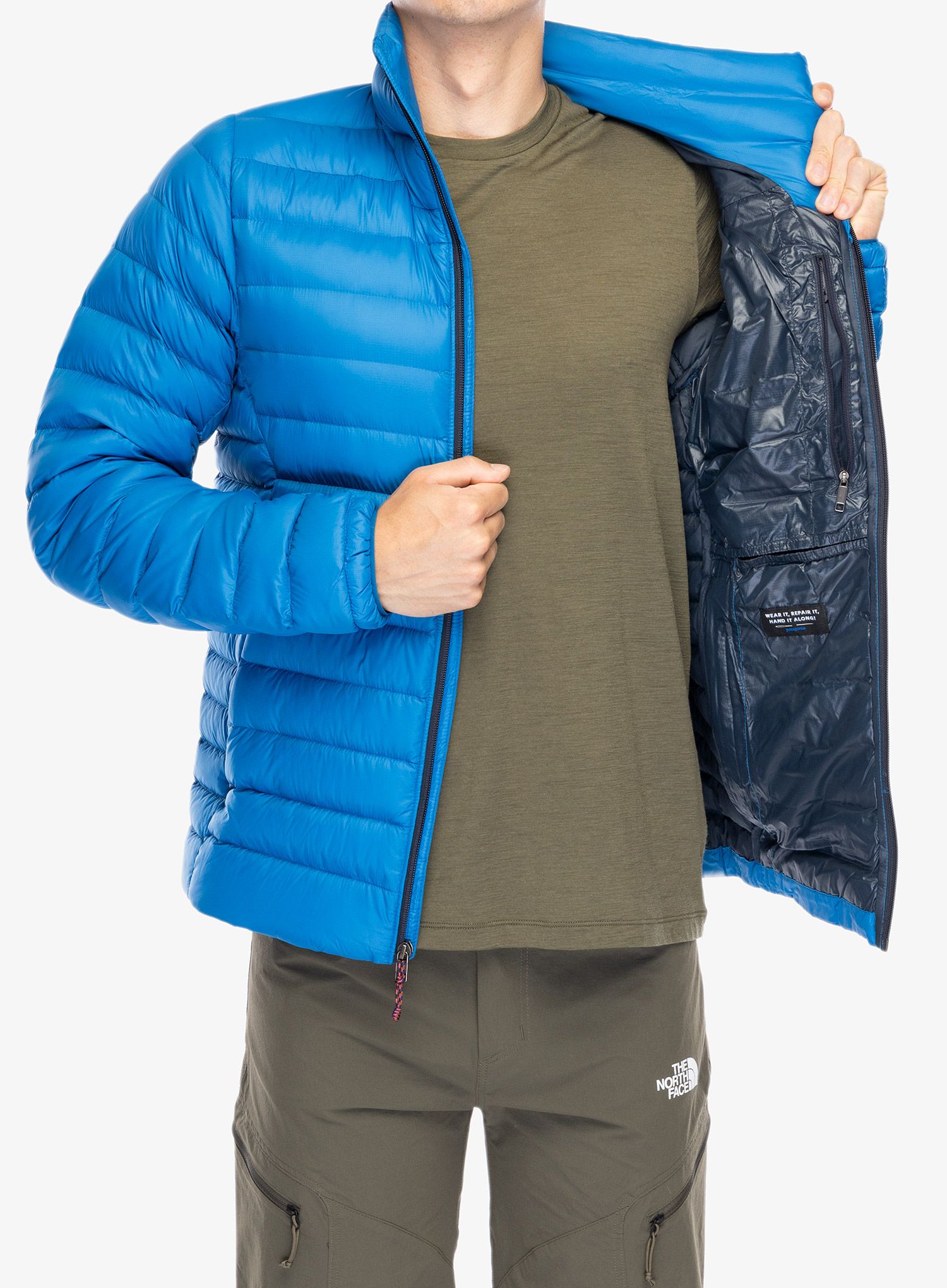 Péřová bunda Patagonia Down Sweater - endles blue