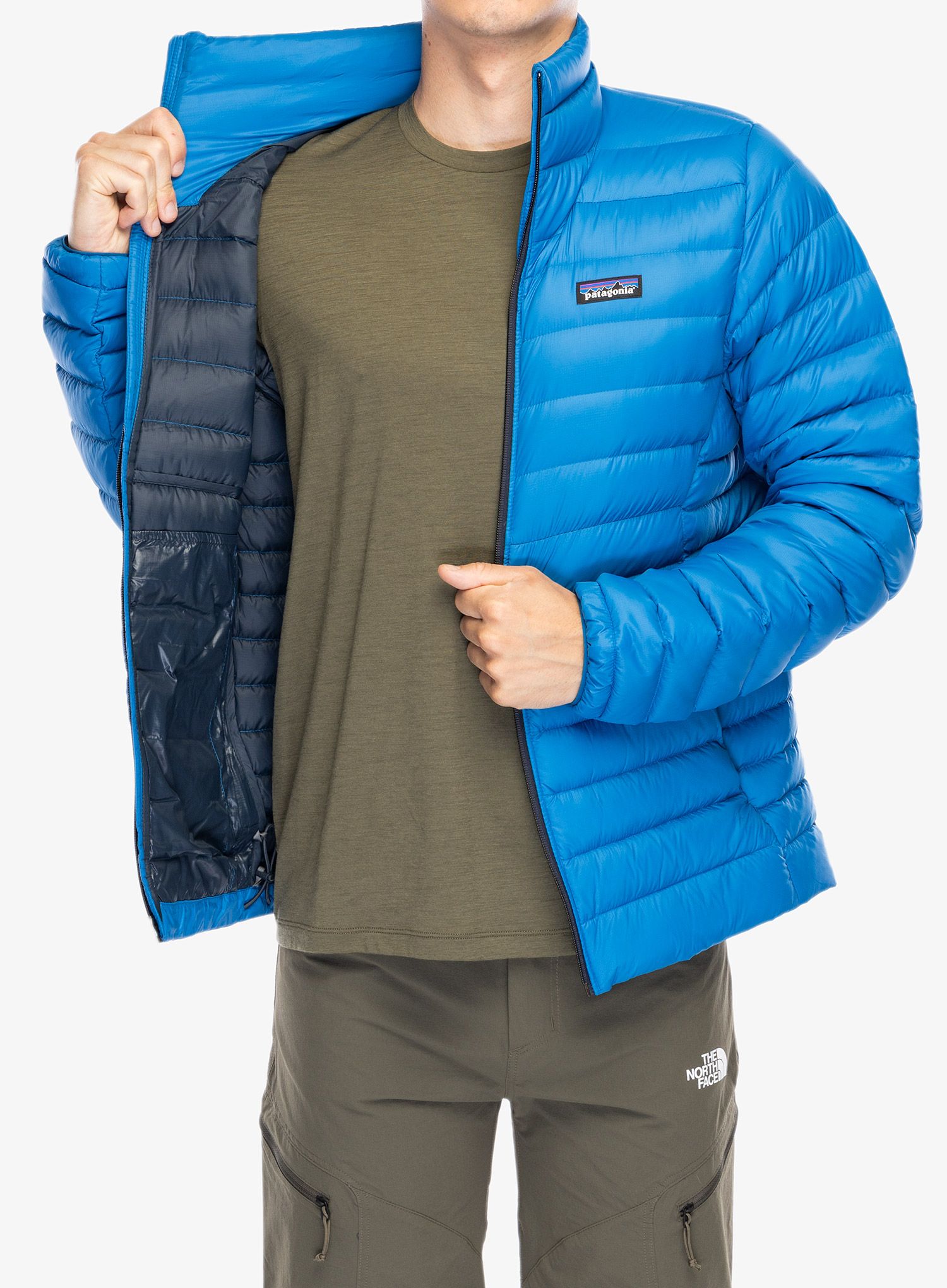 Péřová bunda Patagonia Down Sweater - endles blue