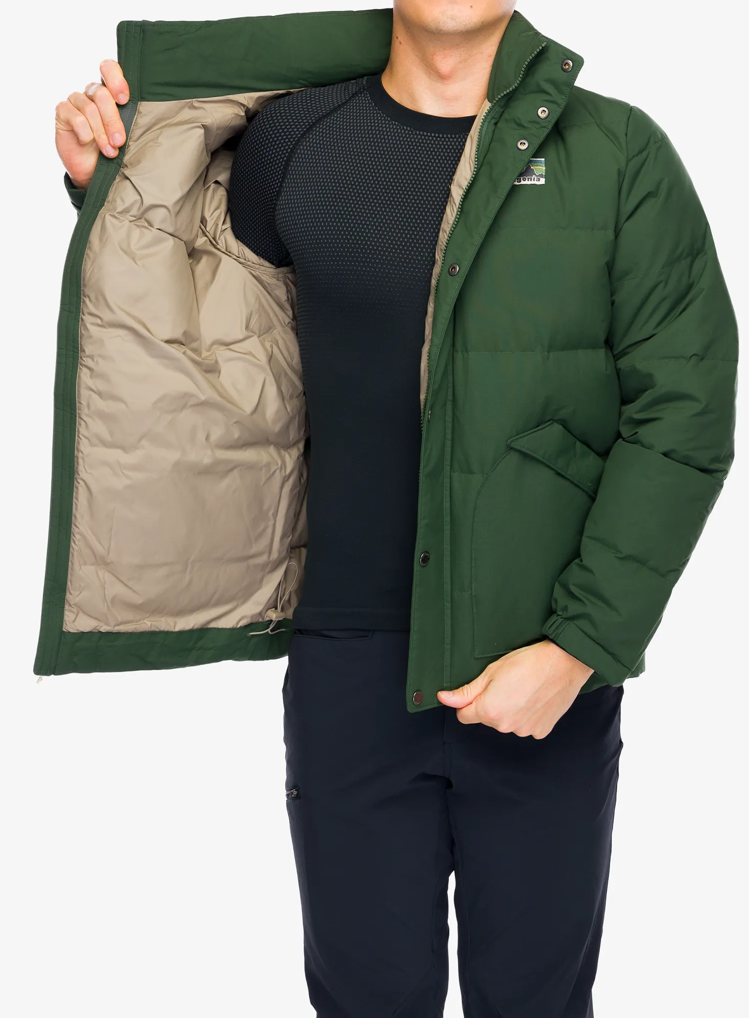 Péřová bunda Patagonia Downdrift Jacket - torrey pine green