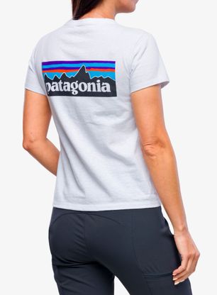 Dámské bavlněné tričko Patagonia P-6 Logo Responsibili-Tee - white