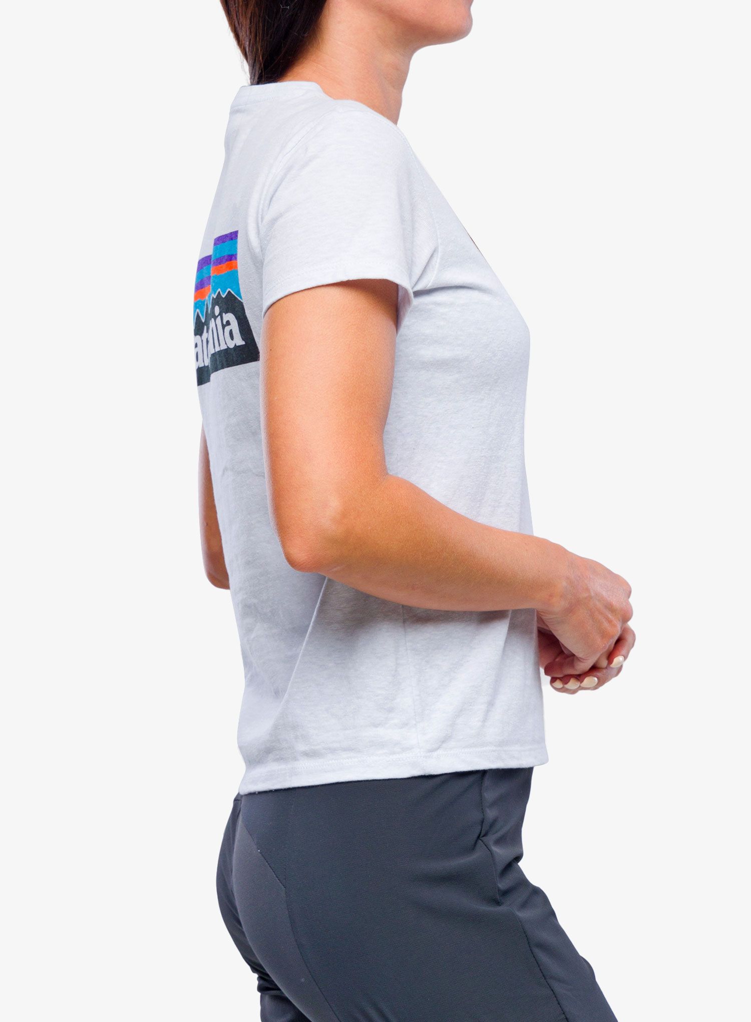 Dámské bavlněné tričko Patagonia P-6 Logo Responsibili-Tee - white