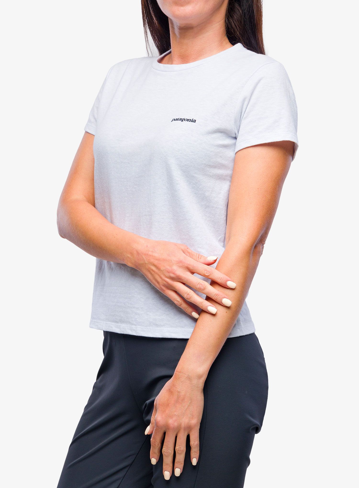 Dámské bavlněné tričko Patagonia P-6 Logo Responsibili-Tee - white