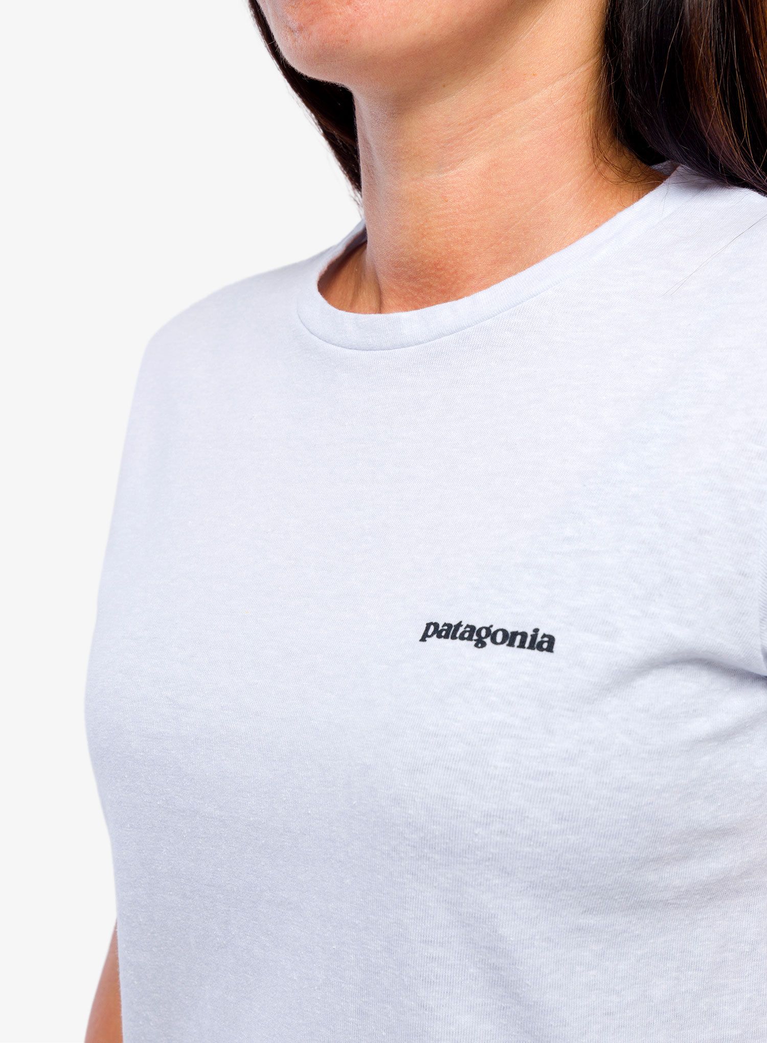 Dámské bavlněné tričko Patagonia P-6 Logo Responsibili-Tee - white