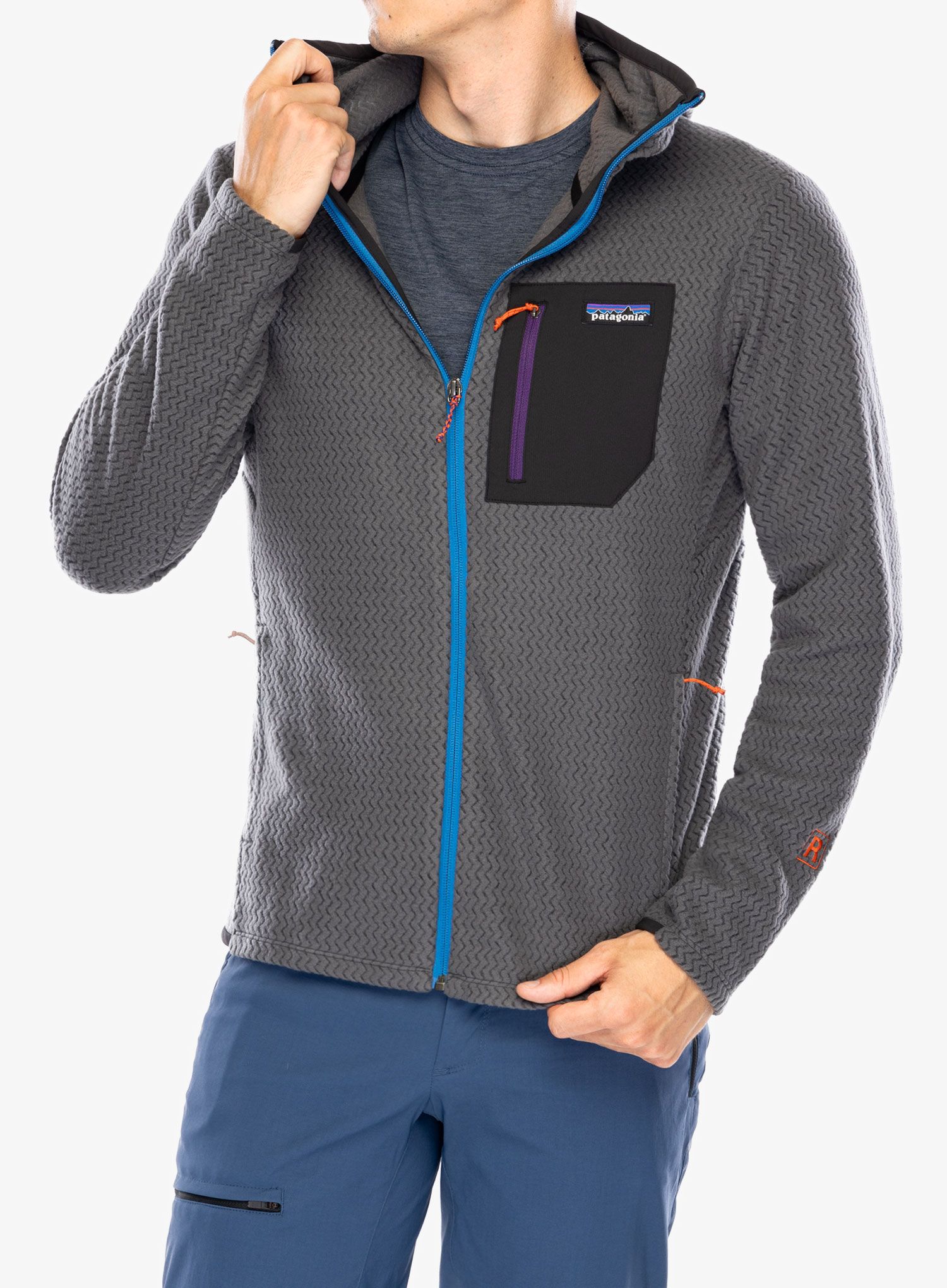 Mikina s kapucí Patagonia R1 Air Full-Zip Hoody - forge grey