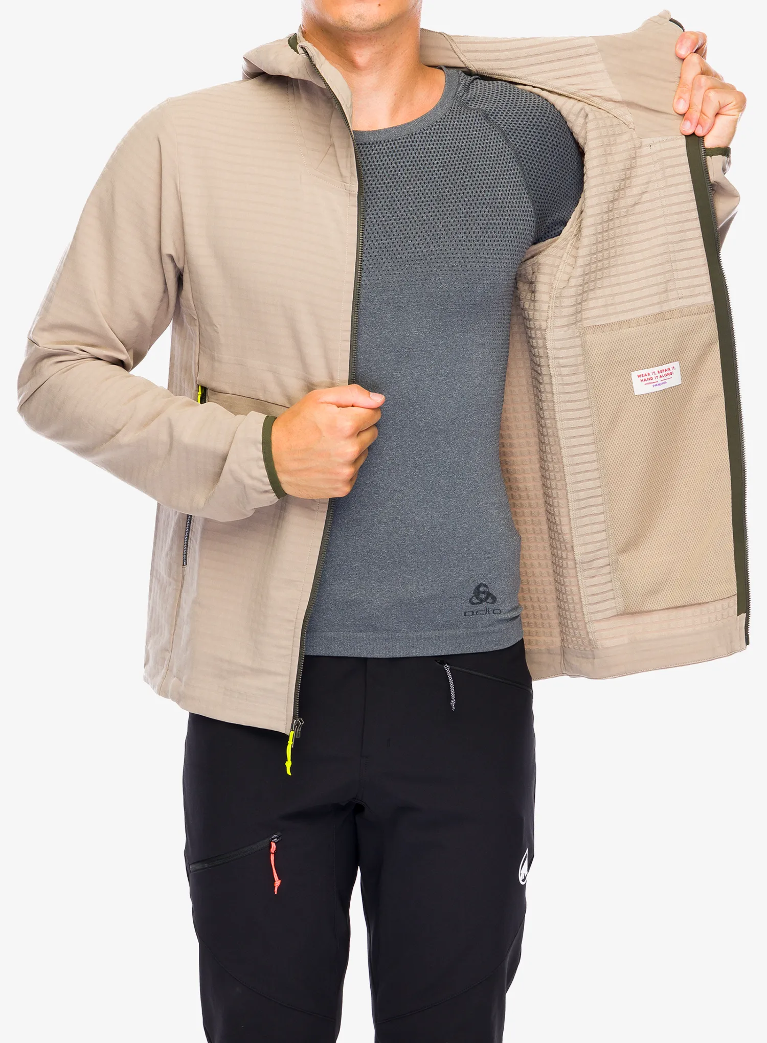 Softshellová bunda Patagonia R1 TechFace Hoody - seabird grey