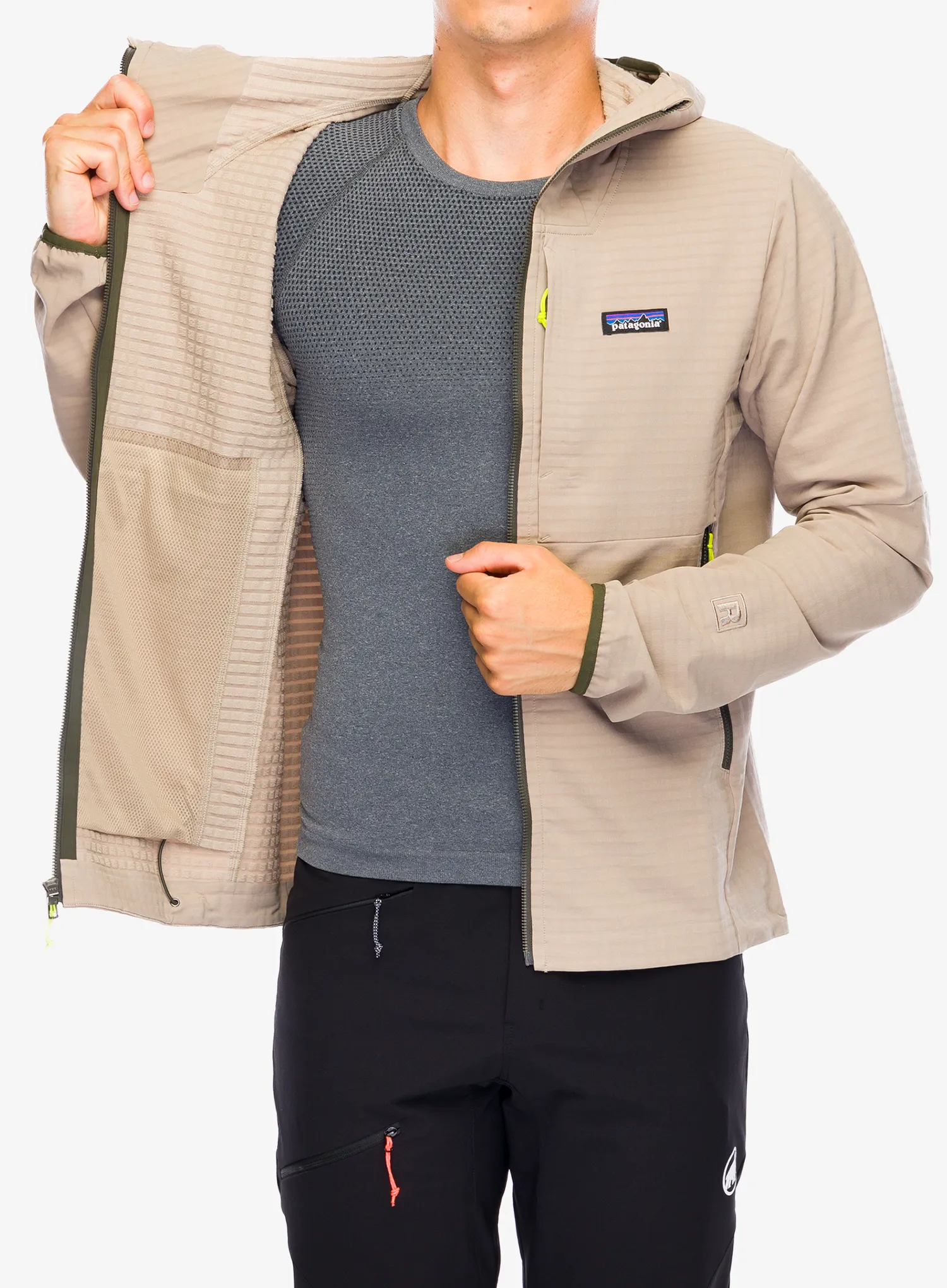 Softshellová bunda Patagonia R1 TechFace Hoody - seabird grey