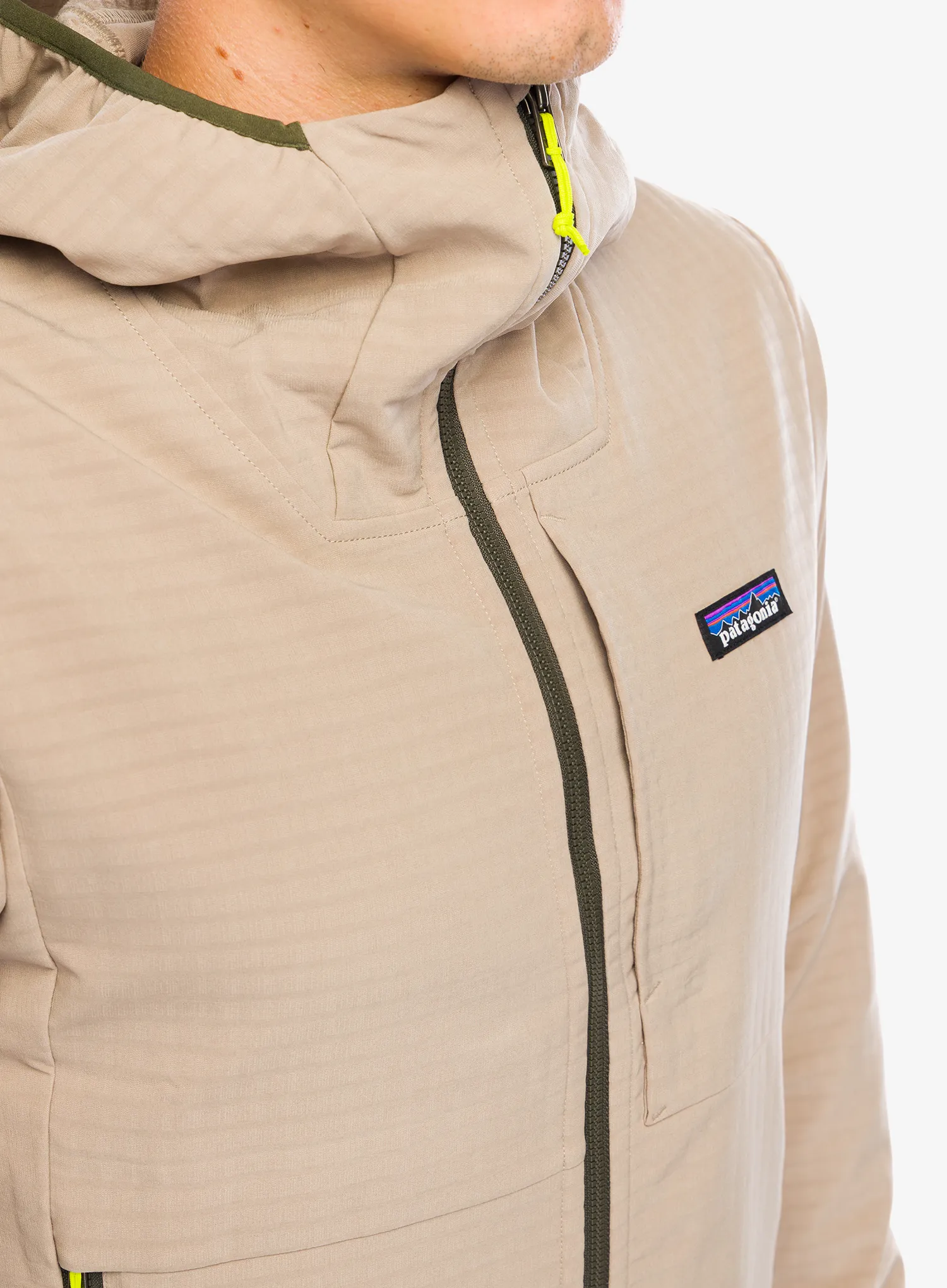 Softshellová bunda Patagonia R1 TechFace Hoody - seabird grey