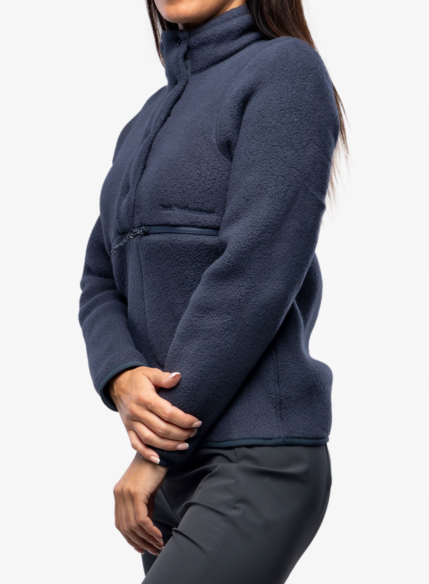 Fleecová mikina dámská Peak Performance Fleece Snap T-Neck - blue shadow