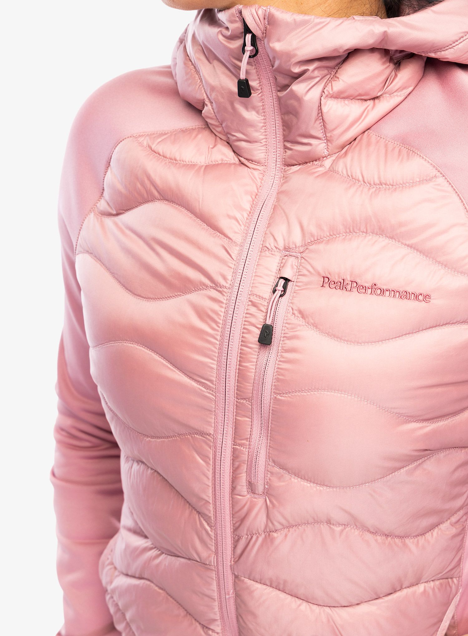 Hybridní bunda dámská Peak Performance Helium Down Hybrid Hood - bitter root