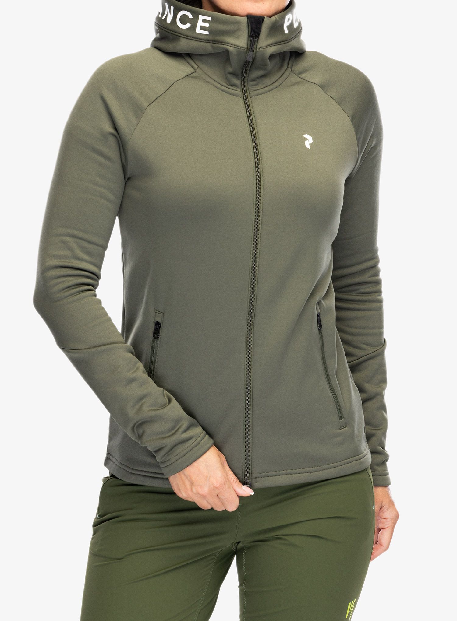 Dámská mikina se zipem Peak Performance Rider Zip Hood - pine needle/pine needle