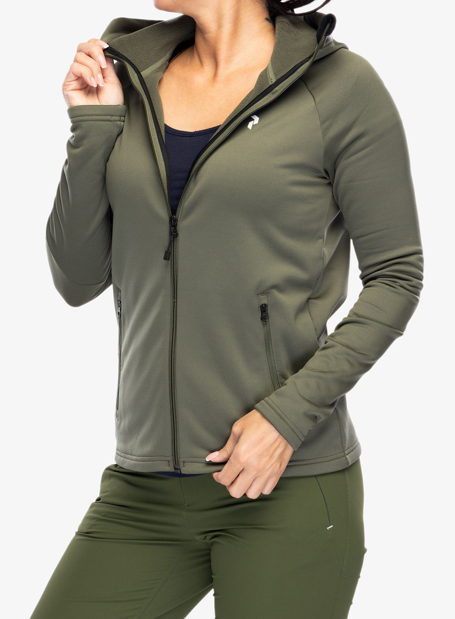 Dámská mikina se zipem Peak Performance Rider Zip Hood - pine needle/pine needle