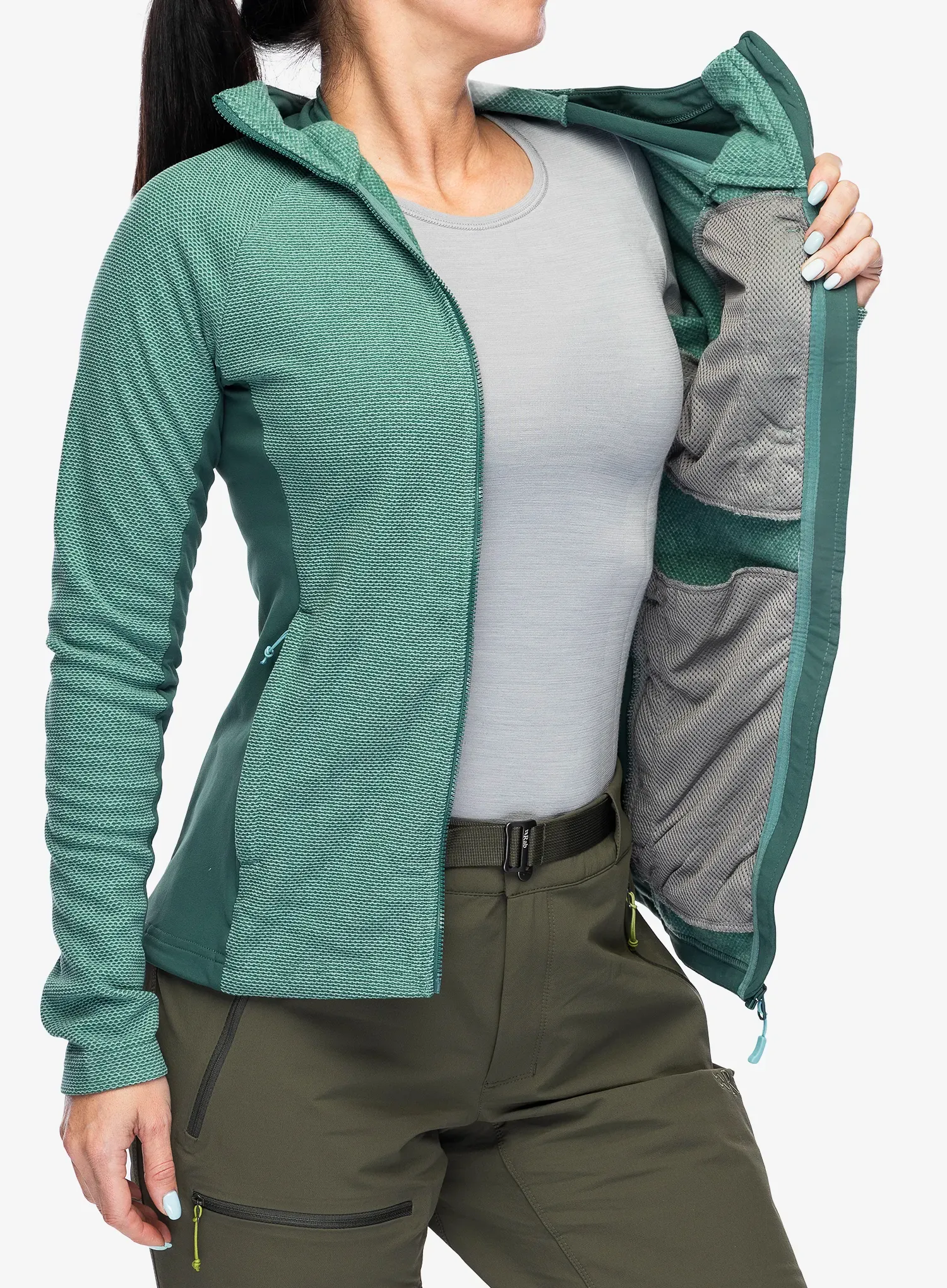 Dámská mikina s kapucí Rab Capacitor Hoody - eucalyptus