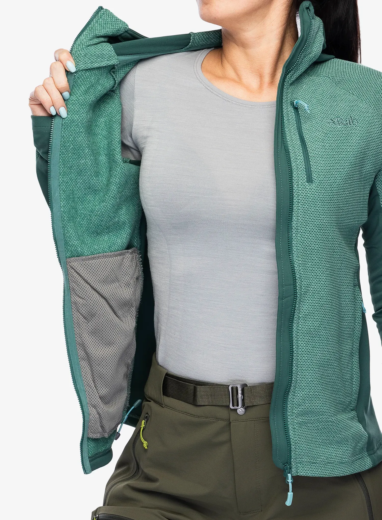 Dámská mikina s kapucí Rab Capacitor Hoody - eucalyptus