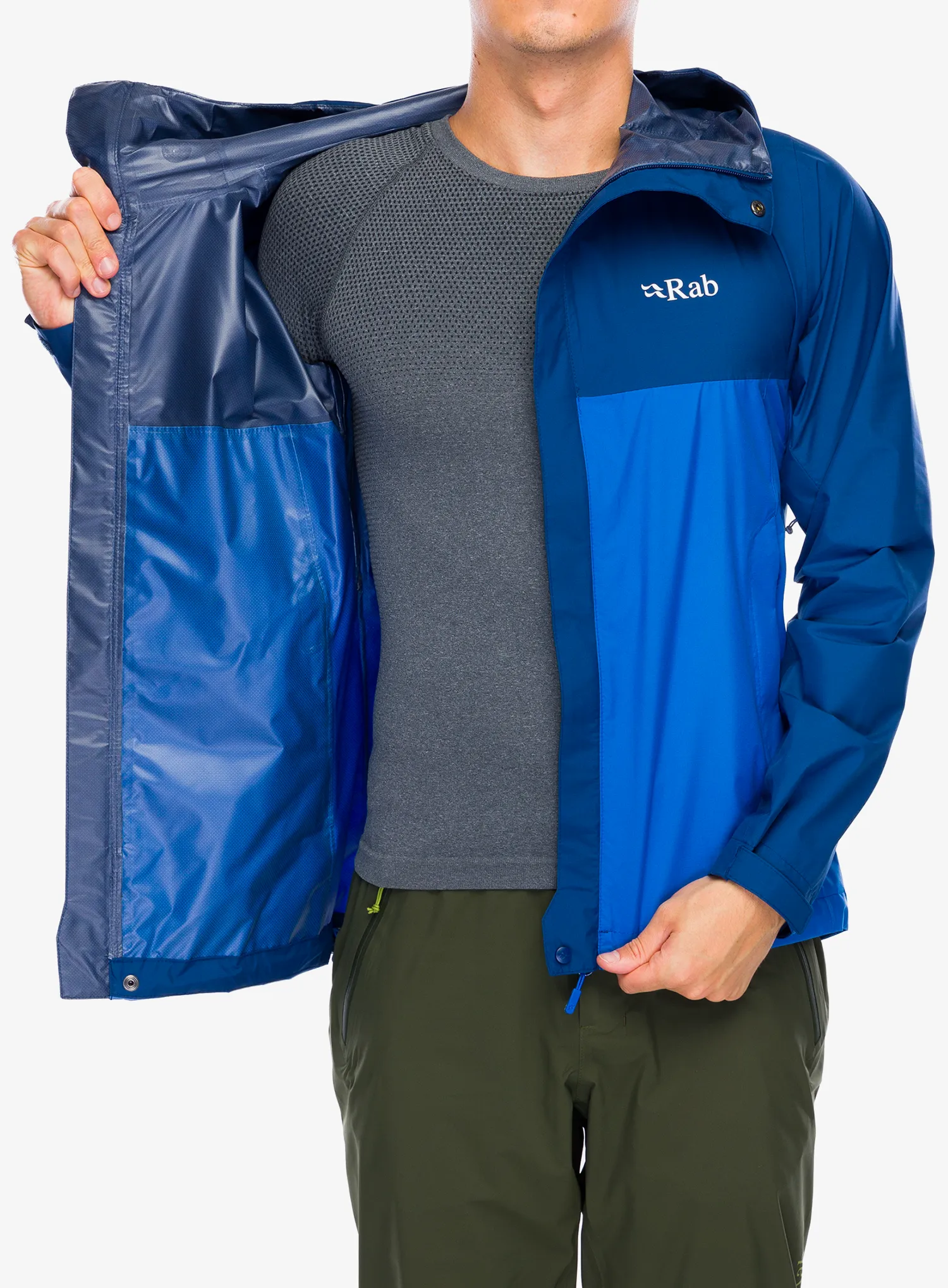 Bunda s membránou Rab Downpour Eco Jacket - nightfall blue/ascent blue