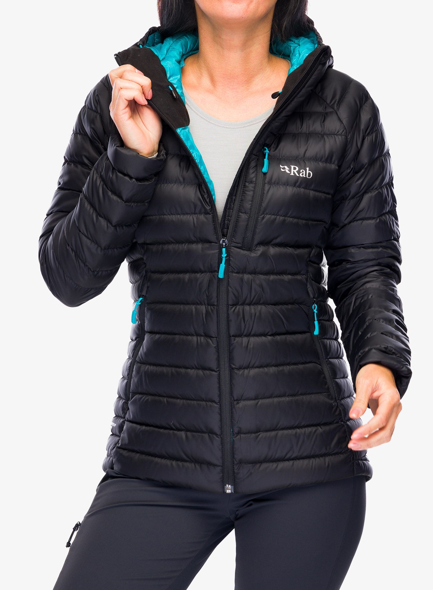 Dámská péřová bunda Rab Microlight Alpine Long Jacket - black