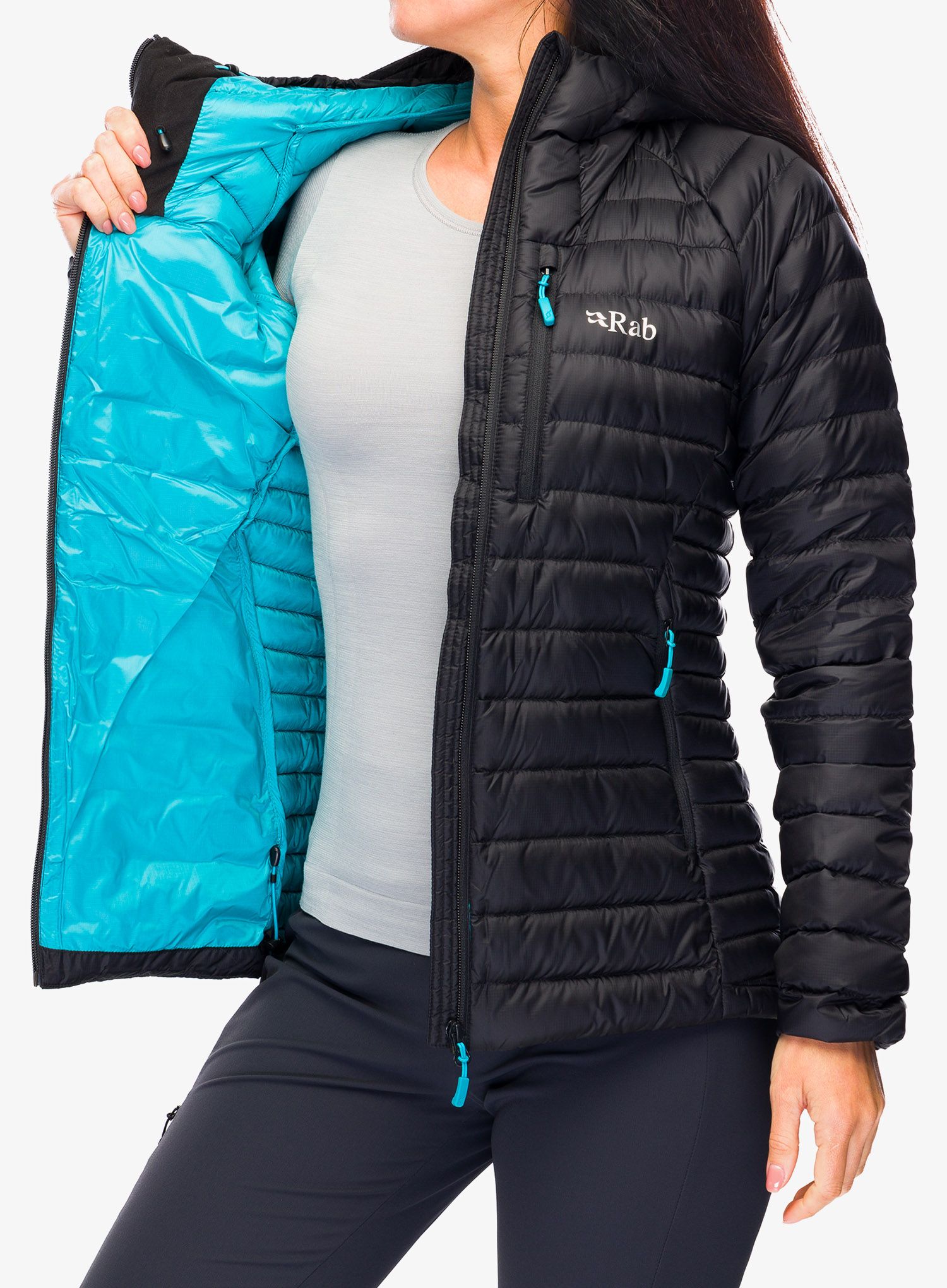 Dámská péřová bunda Rab Microlight Alpine Long Jacket - black