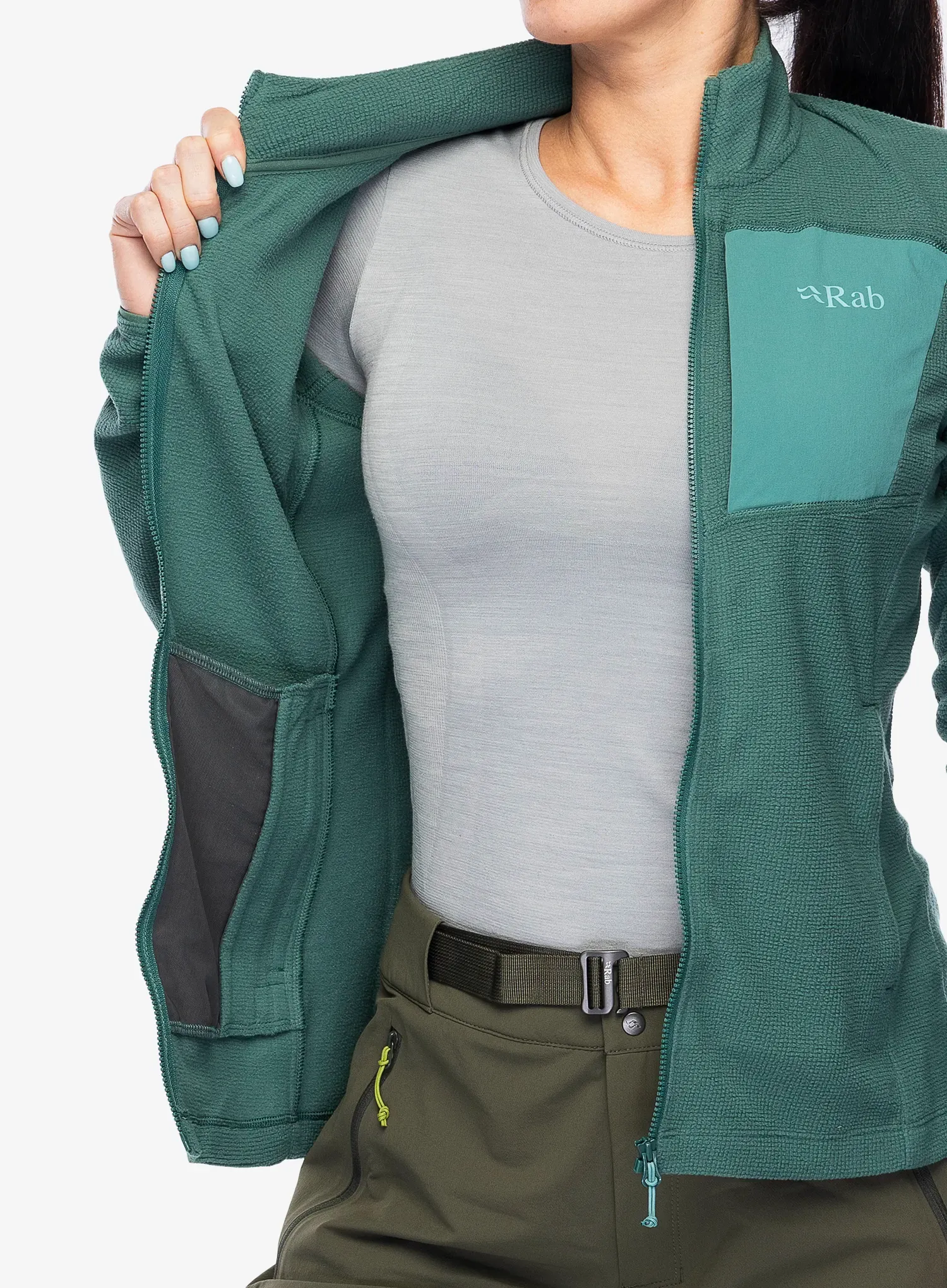 Dámská mikina na zip Rab Tecton Jacket - green slate