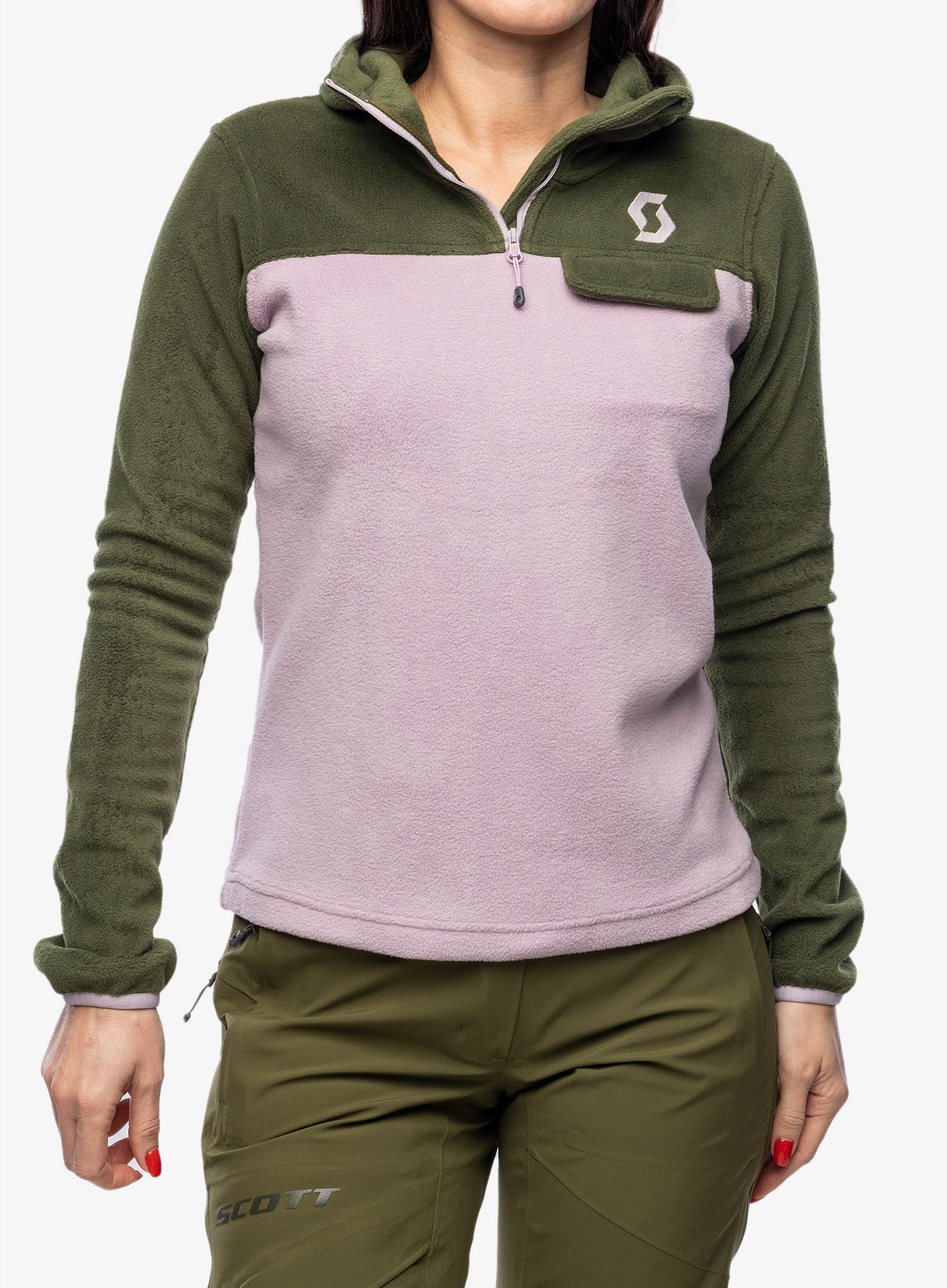 Fleece mikina dámská SCOTT Defined Original Fleece Pullover - fir green/cloud pink