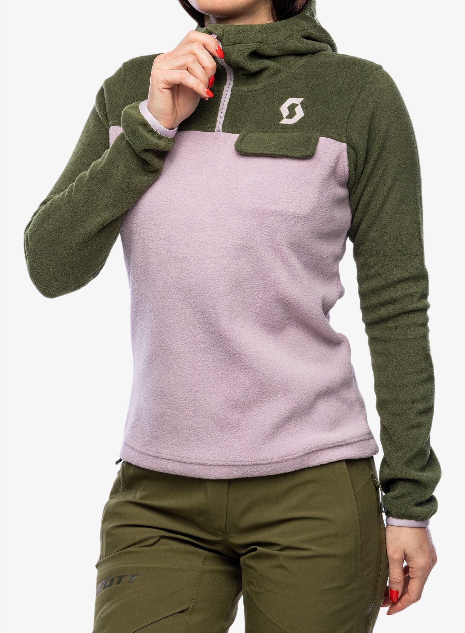Fleece mikina dámská SCOTT Defined Original Fleece Pullover - fir green/cloud pink