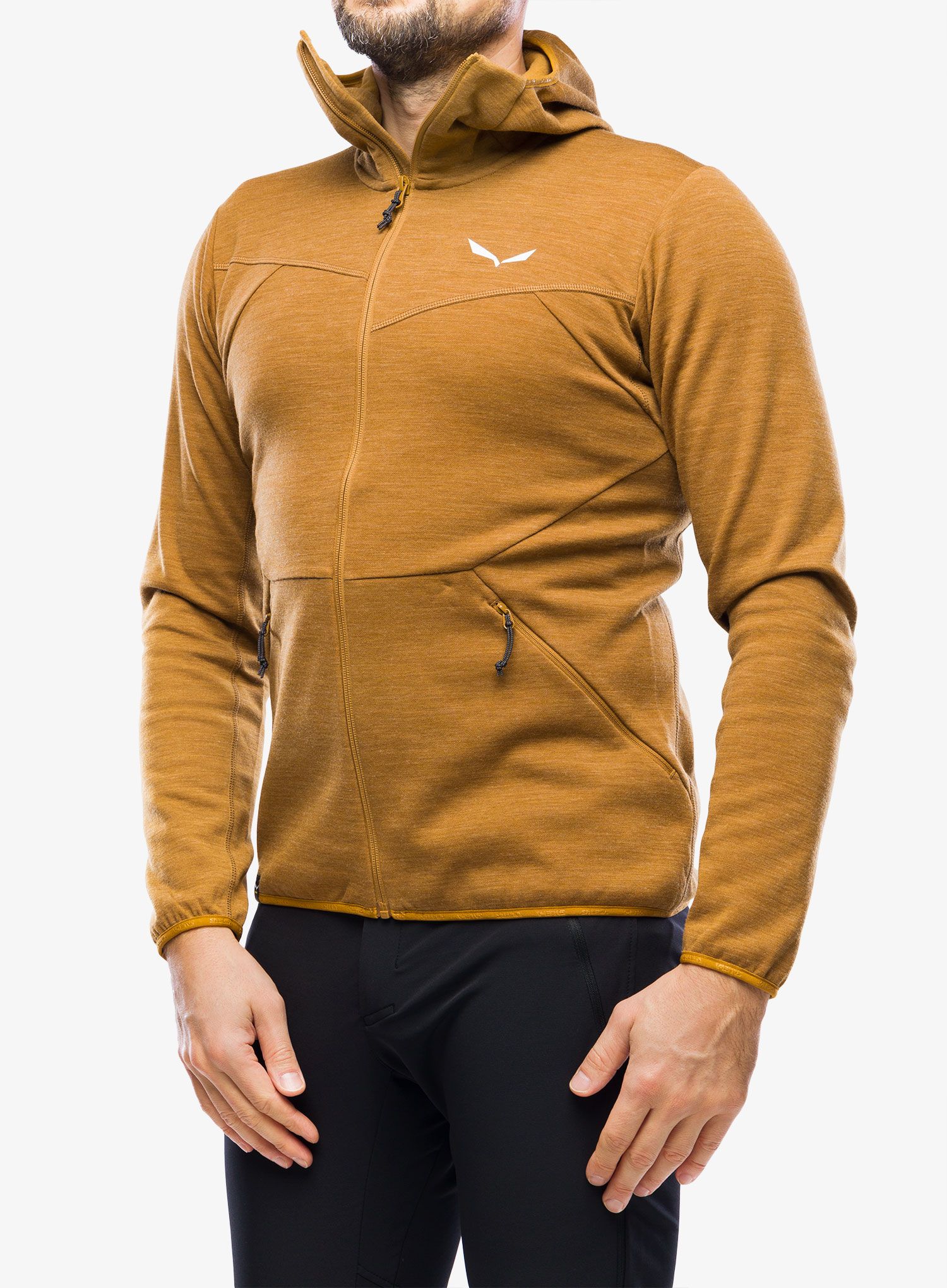 Mikina s kapucí Salewa Nuvolao Alpine Wool Jacket - golden brown