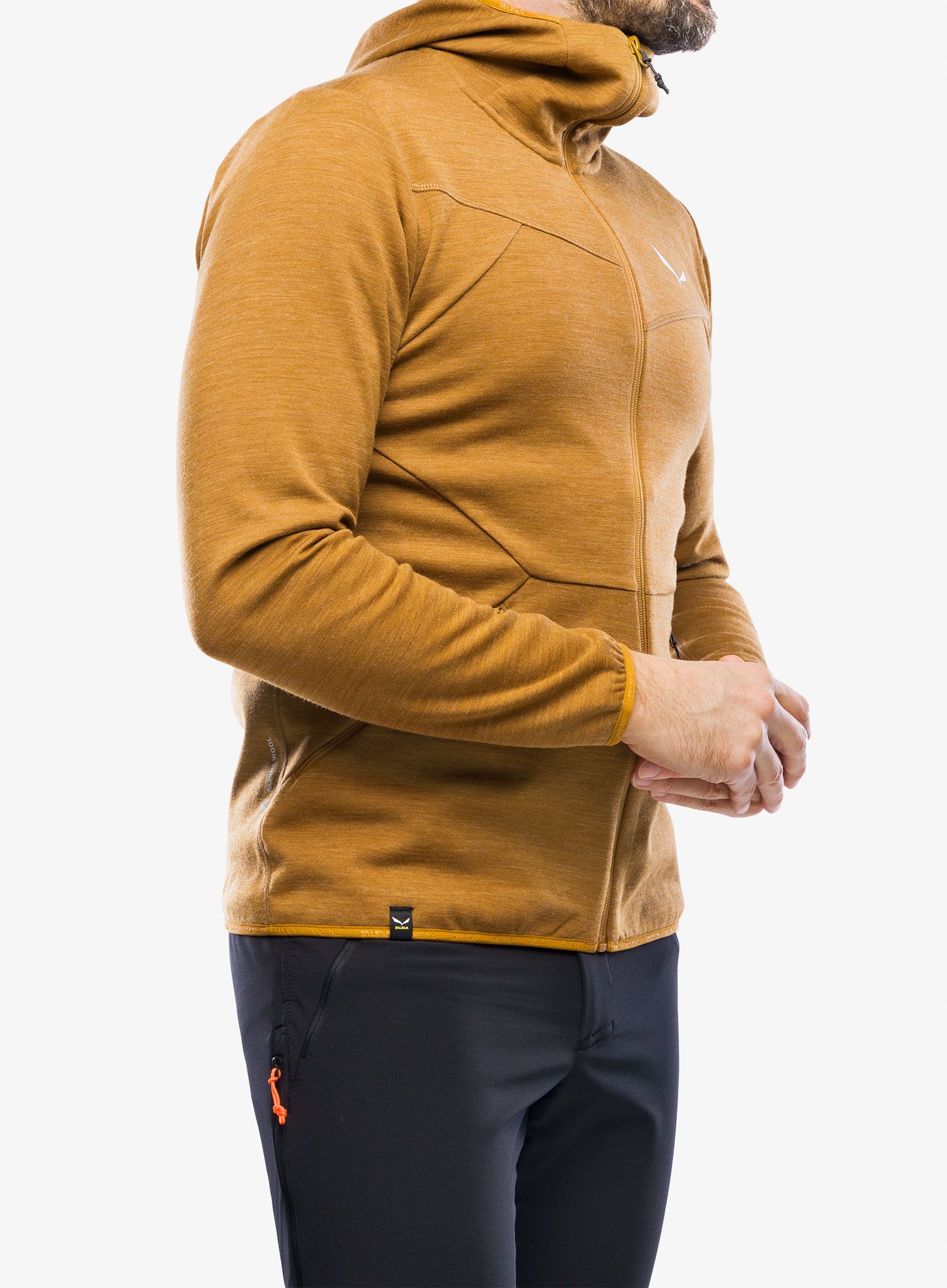 Mikina s kapucí Salewa Nuvolao Alpine Wool Jacket - golden brown