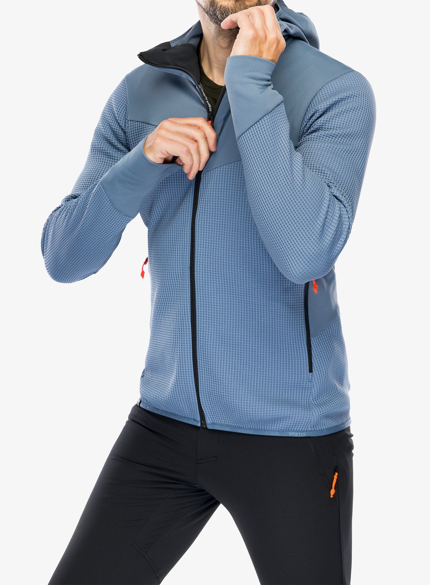 Fleece mikina Salewa Puez Waffle Hyb PL HD Jacket - java blue