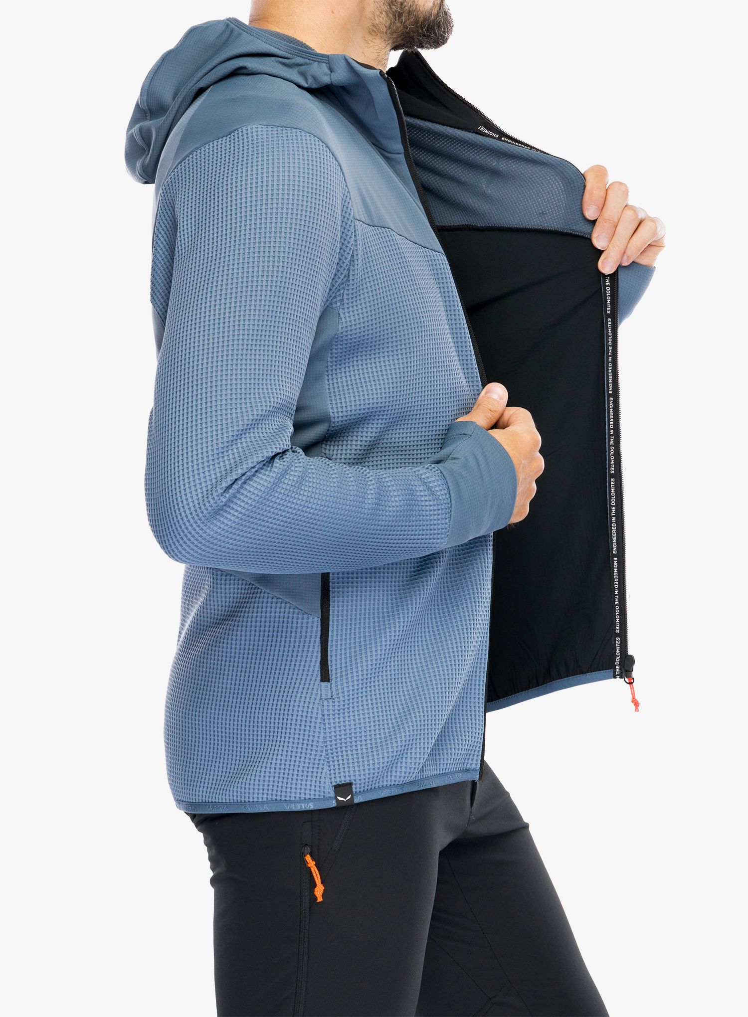 Fleece mikina Salewa Puez Waffle Hyb PL HD Jacket - java blue