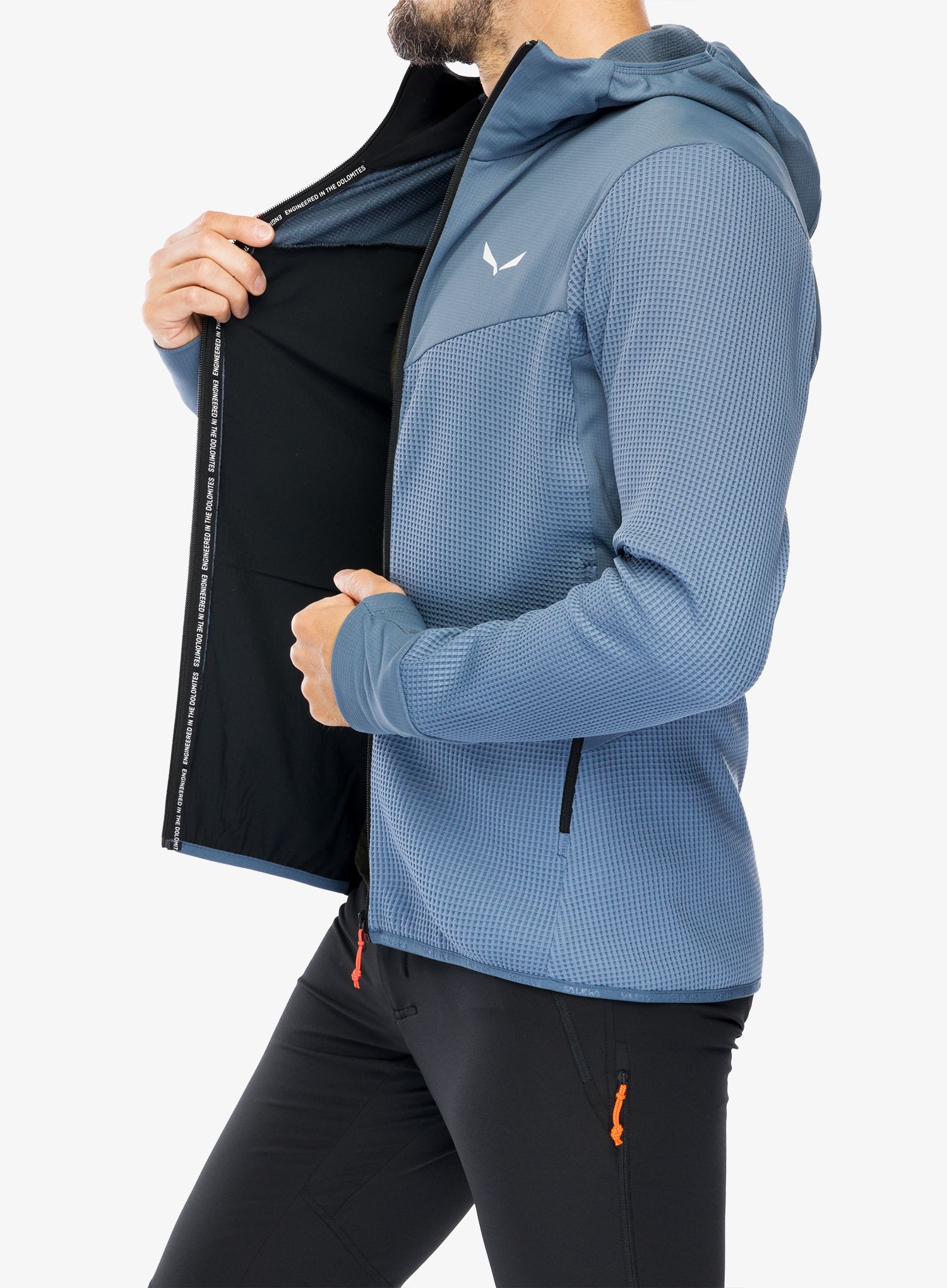 Fleece mikina Salewa Puez Waffle Hyb PL HD Jacket - java blue