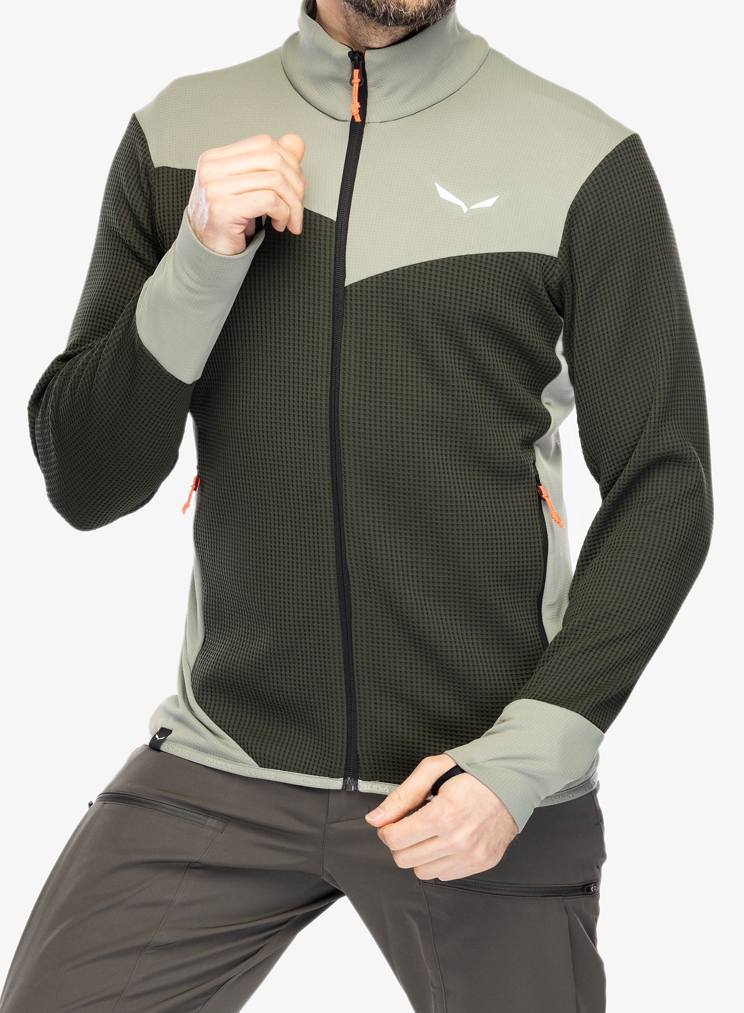 Fleece mikina Salewa Puez Waffle Hyb PL Jacket  - olive/shadow