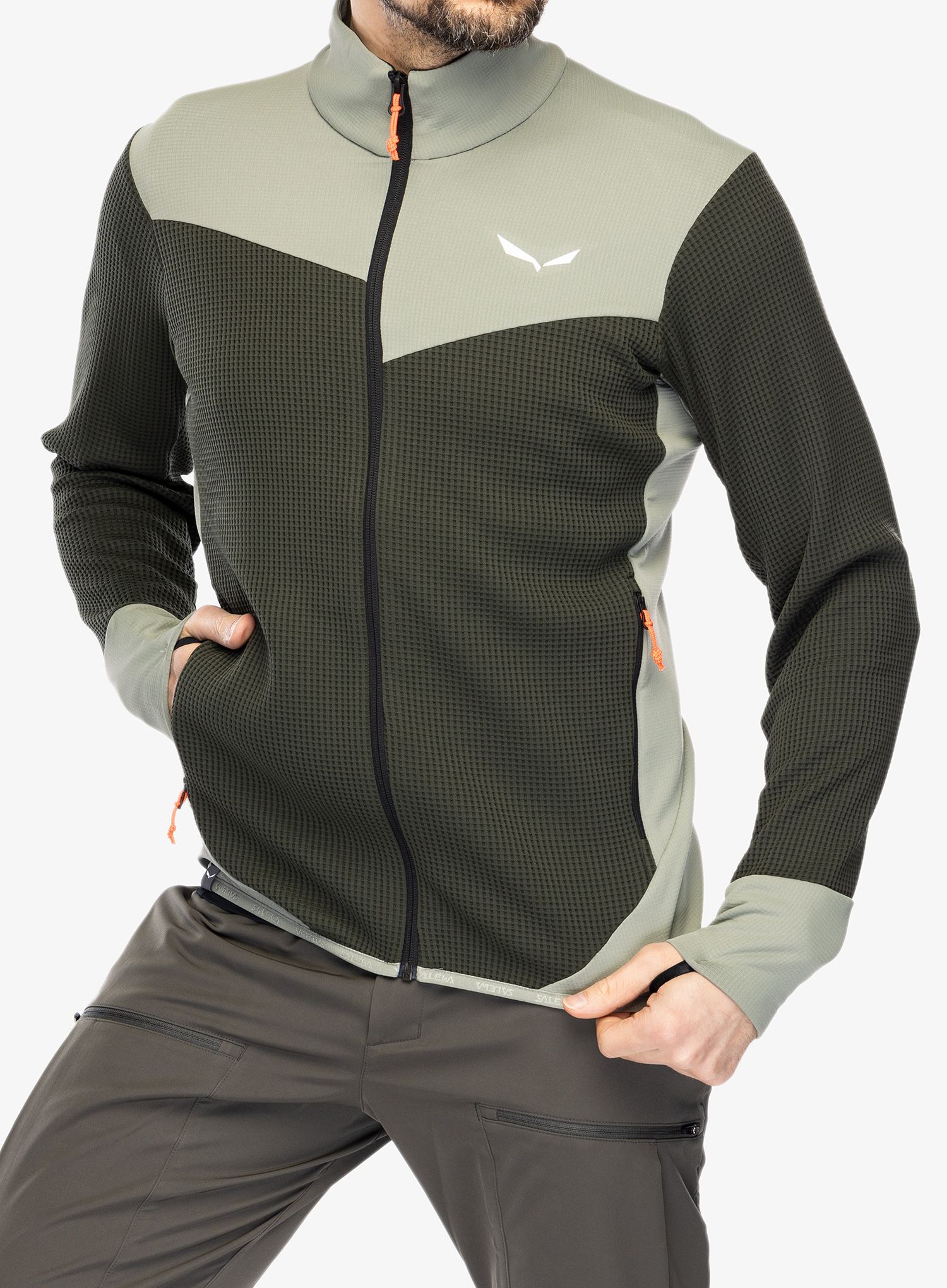 Fleece mikina Salewa Puez Waffle Hyb PL Jacket  - olive/shadow