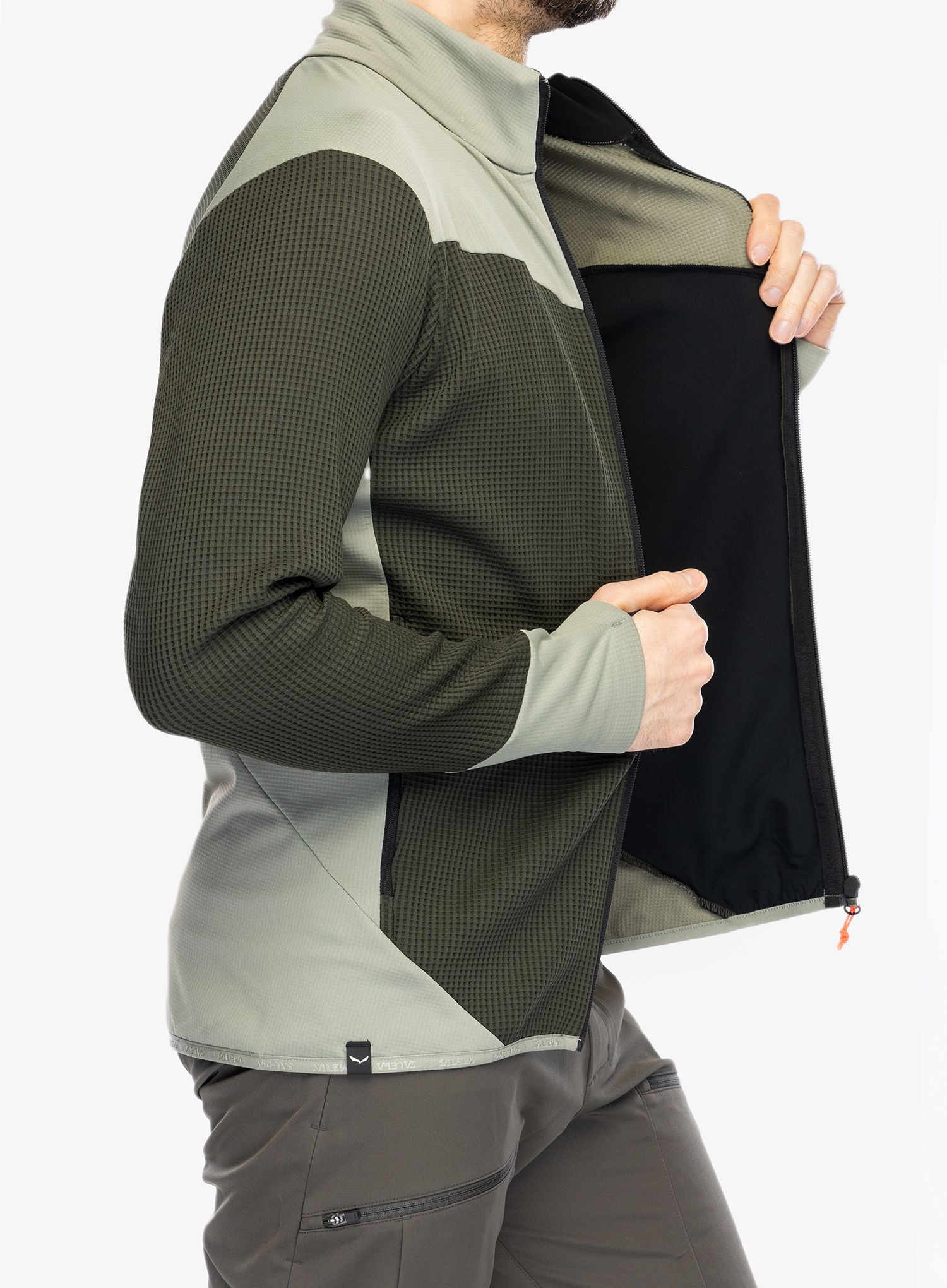 Fleece mikina Salewa Puez Waffle Hyb PL Jacket  - olive/shadow
