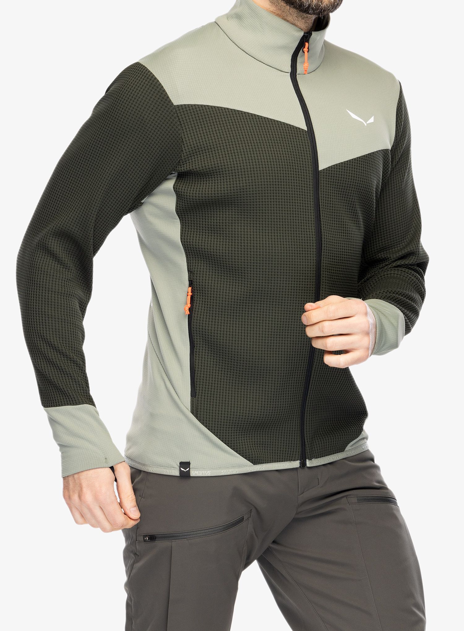Fleece mikina Salewa Puez Waffle Hyb PL Jacket  - olive/shadow