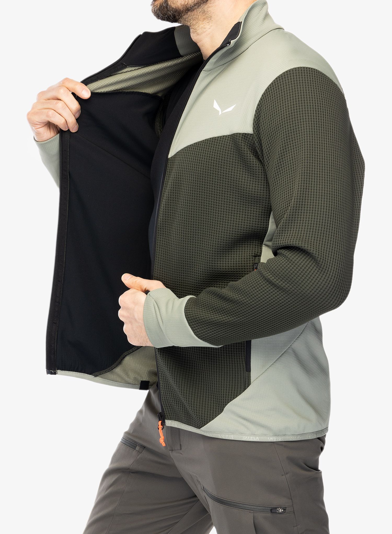 Fleece mikina Salewa Puez Waffle Hyb PL Jacket  - olive/shadow