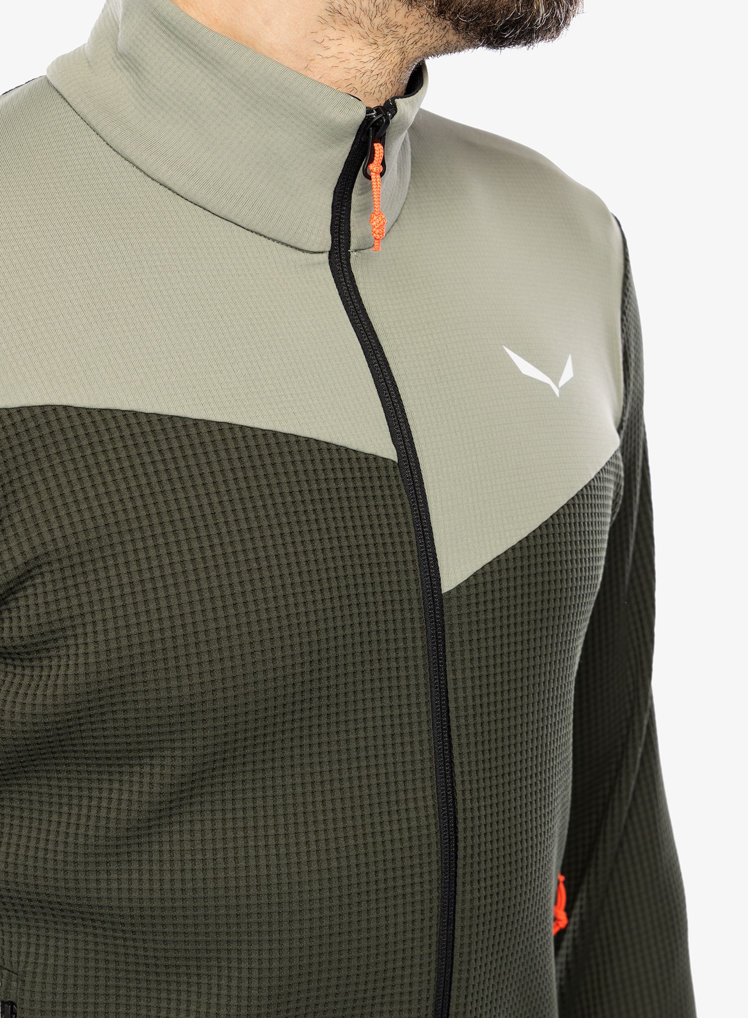 Fleece mikina Salewa Puez Waffle Hyb PL Jacket  - olive/shadow