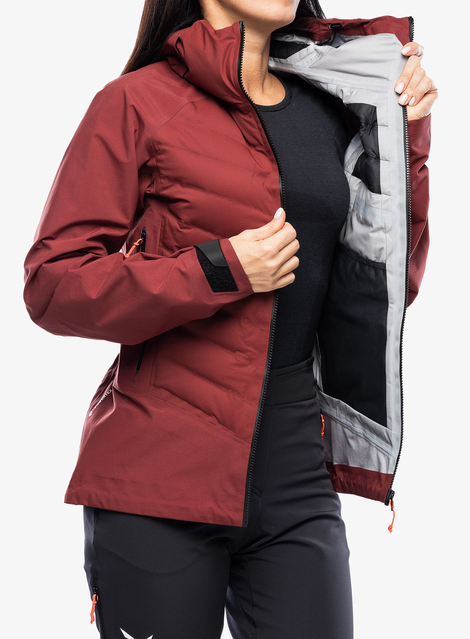 Dámská hybridní bunda Salewa Sella PTX 3L Hybrid Jacket - syrah