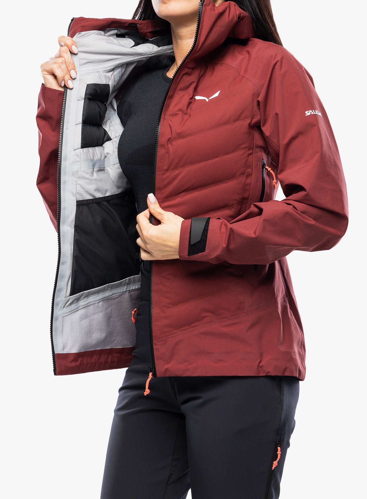 Dámská hybridní bunda Salewa Sella PTX 3L Hybrid Jacket - syrah