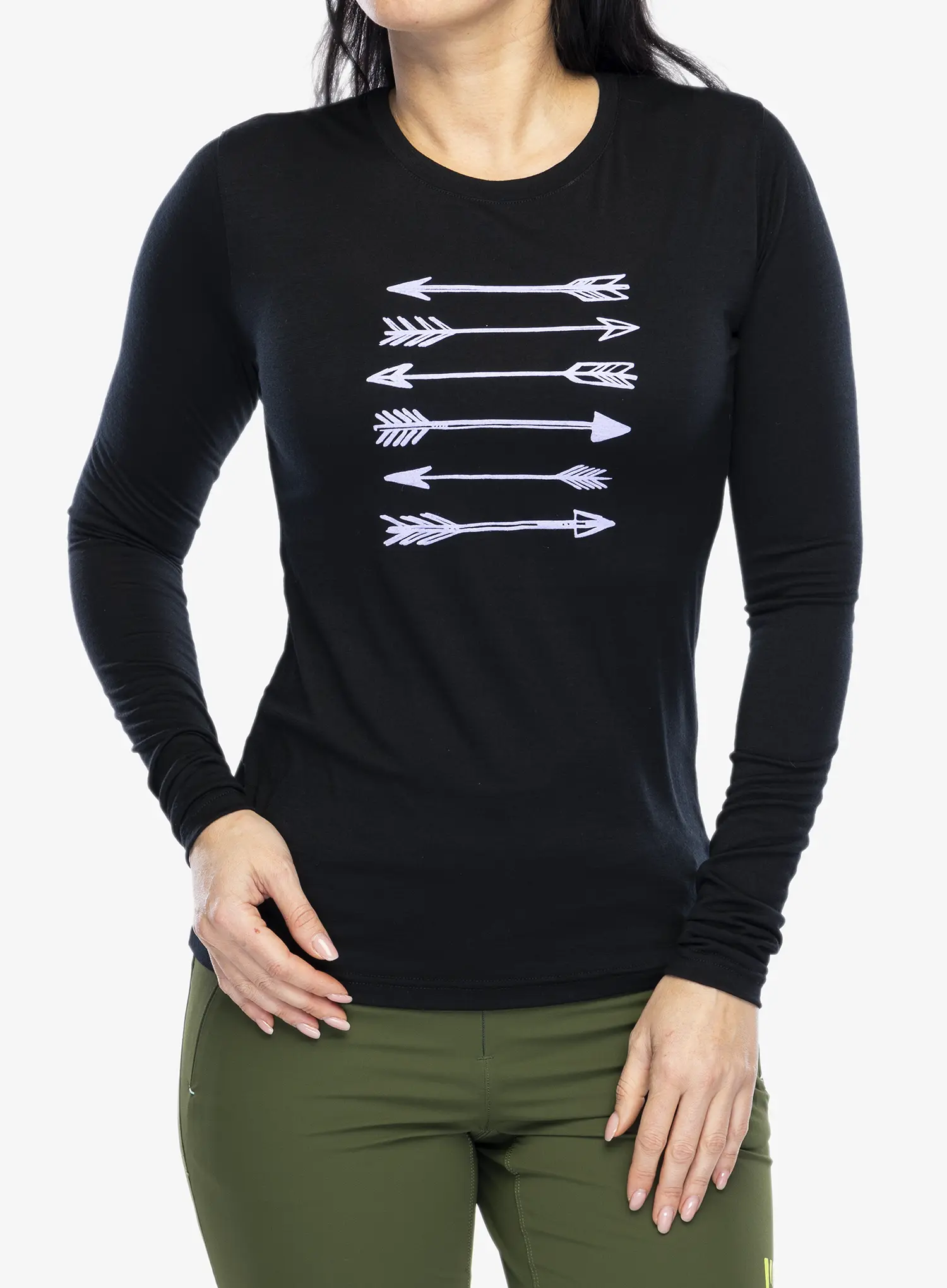 Dámská mikina Sensor Merino Active PT Tee L/S - black arrows