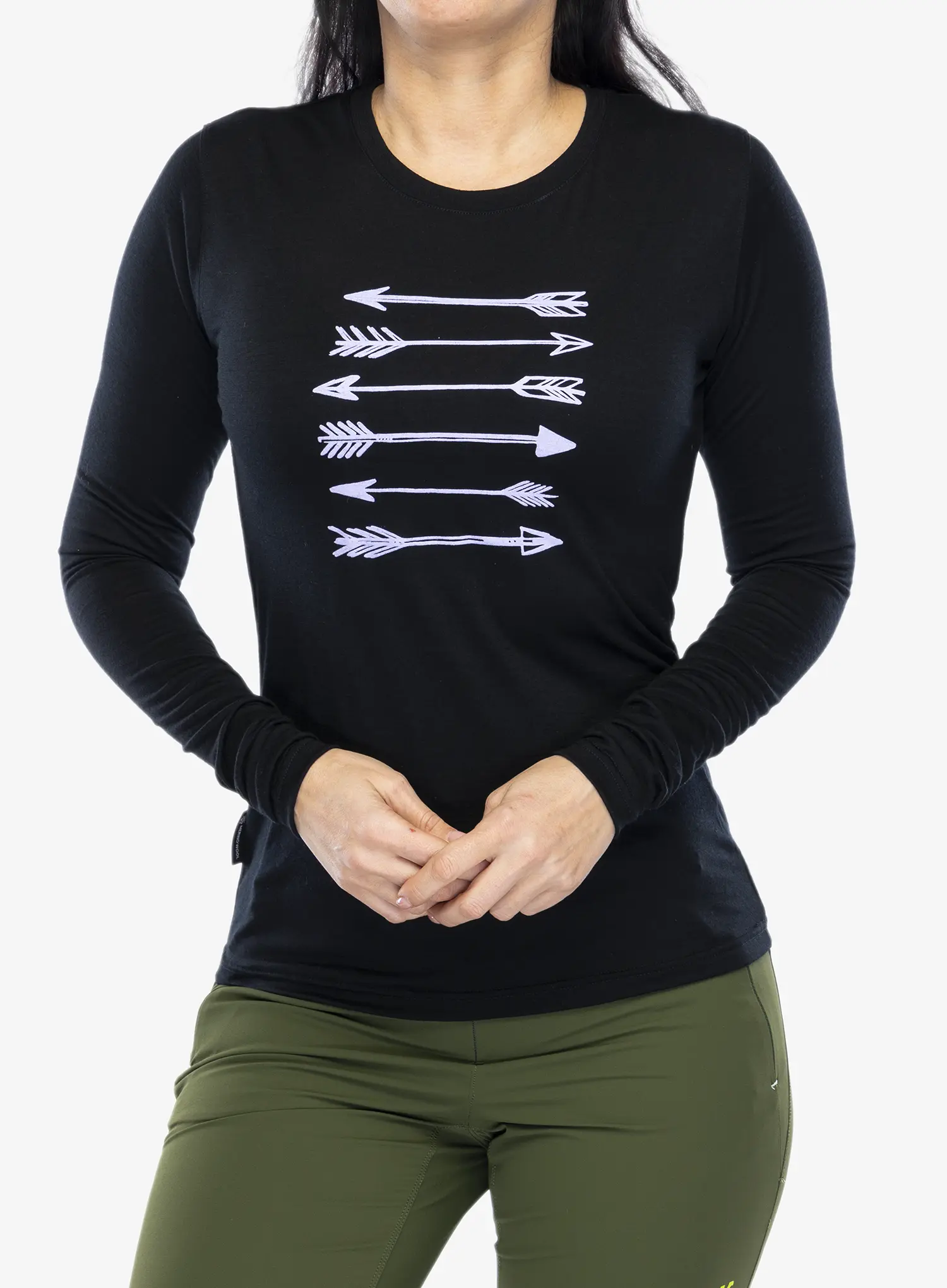 Dámská mikina Sensor Merino Active PT Tee L/S - black arrows