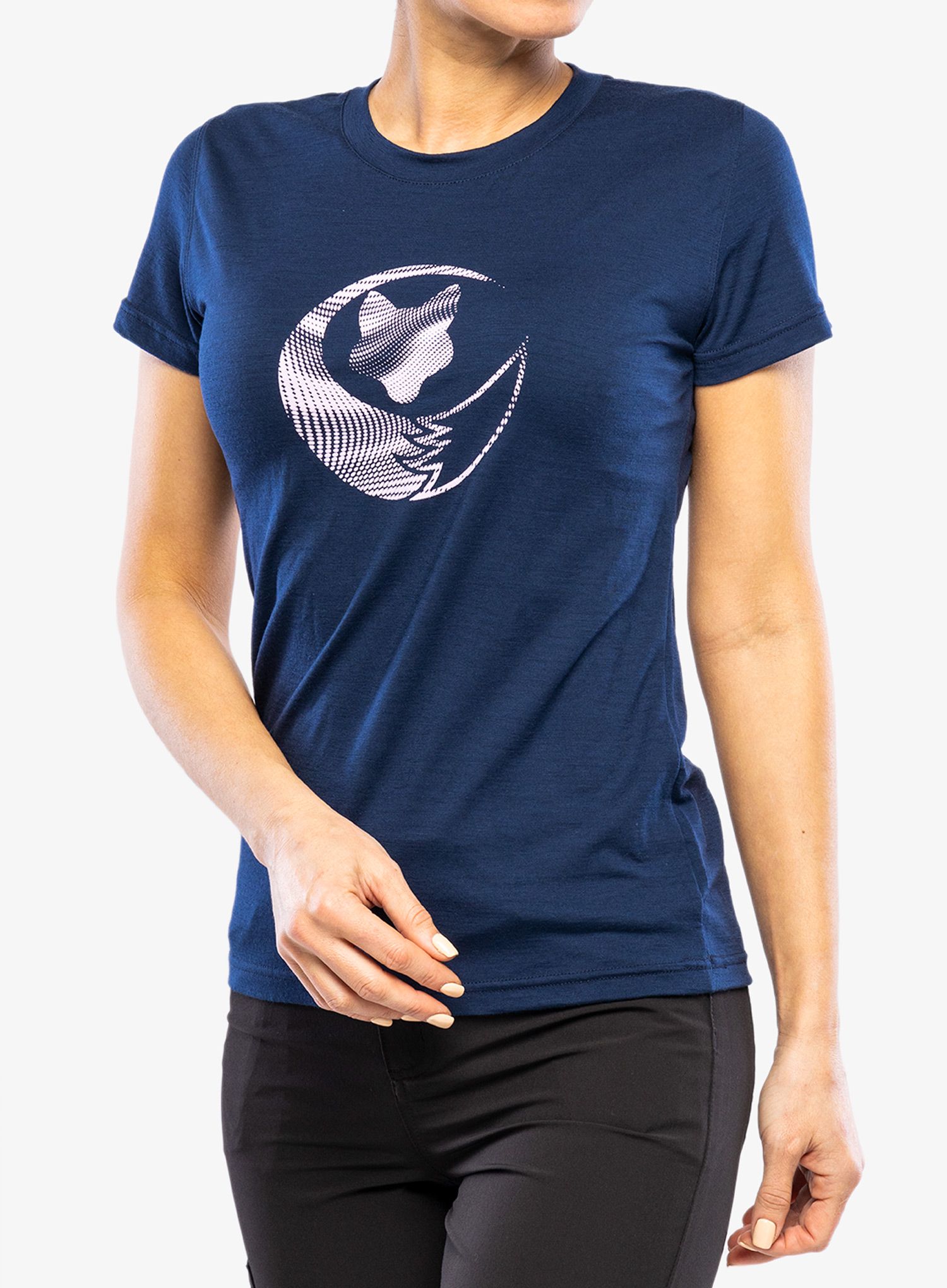 Dámské tričko s potiskem Sensor Merino Active PT - deep blue fox